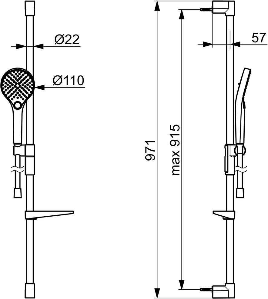 HansaVIVA Wandstangen-Brausenset Hansaviva 2023 Chrom 9 l/min