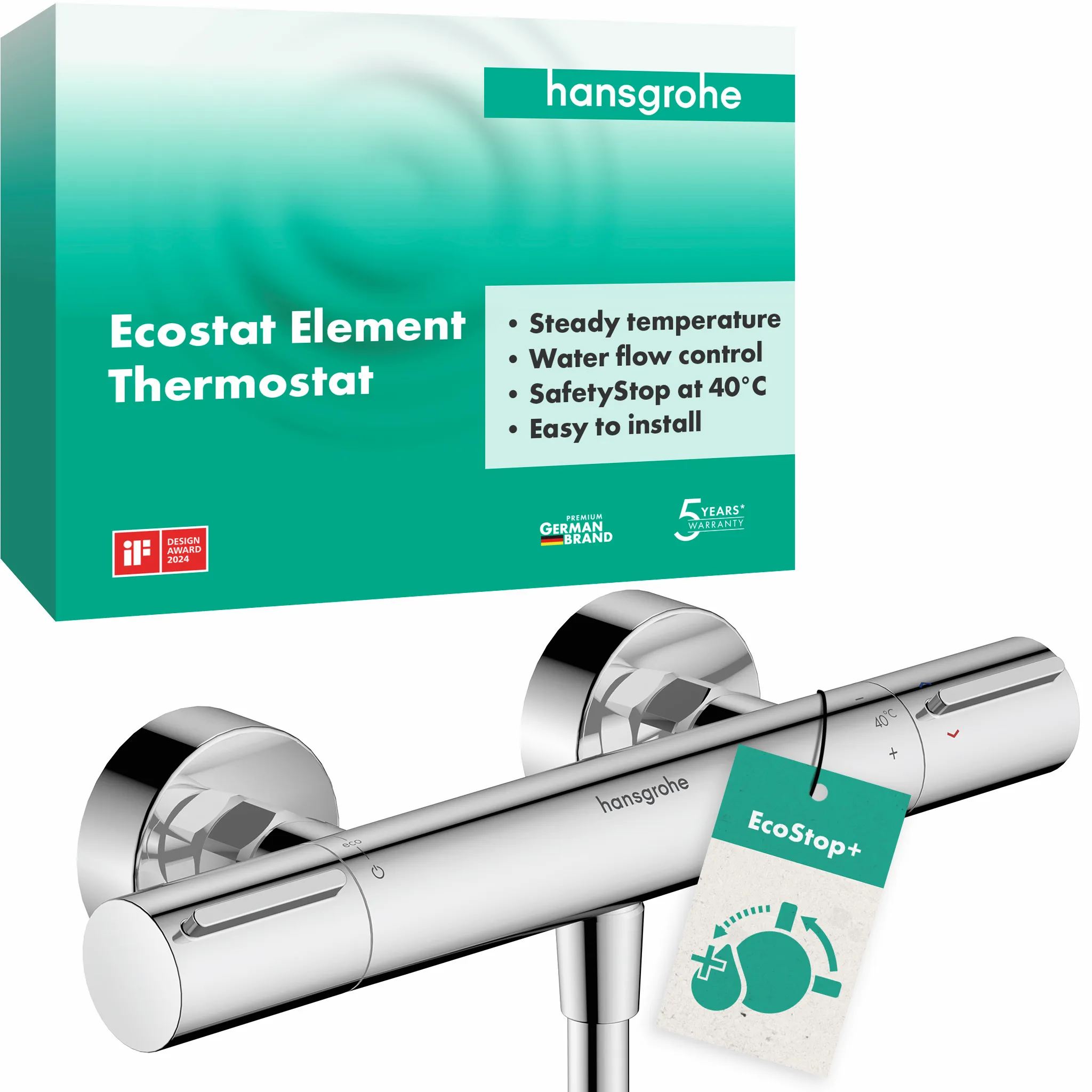 Hansgrohe Ecostat Element Brausethermostat Aufputz Chrom Hansgrohe Ecostat Element Brausethermostat Aufputz Chrom