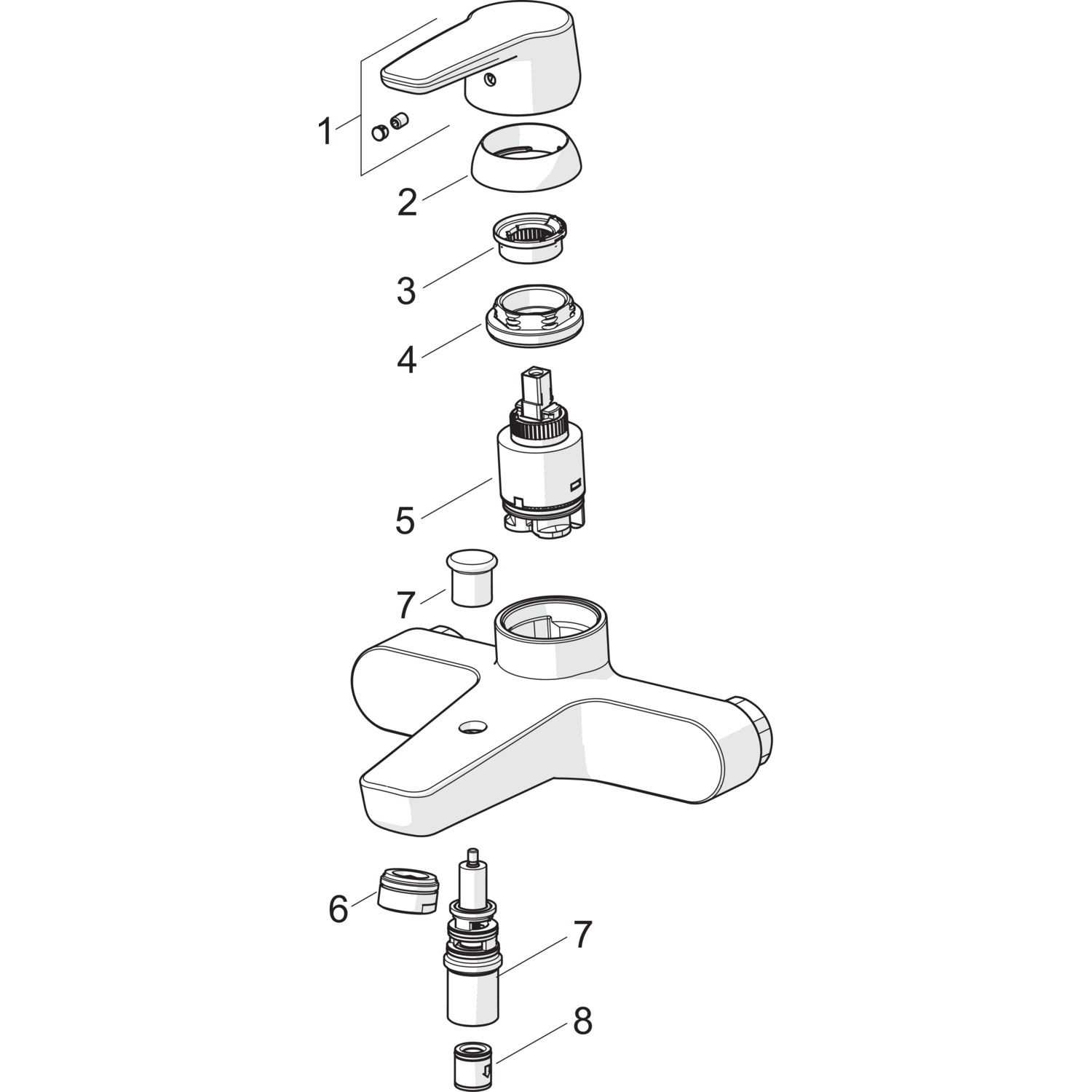 Einhand-Wannenarmatur „Polo“ Ausladung 157 mm in Chrom Einhand-Wannenarmatur „Polo“ Ausladung 157 mm in Chrom