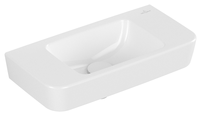 Handwaschbecken Compact O.novo 434253, 500 x 250 mm, Eckig, Becken mittig, ohne Überlauf, Weiß Alpin