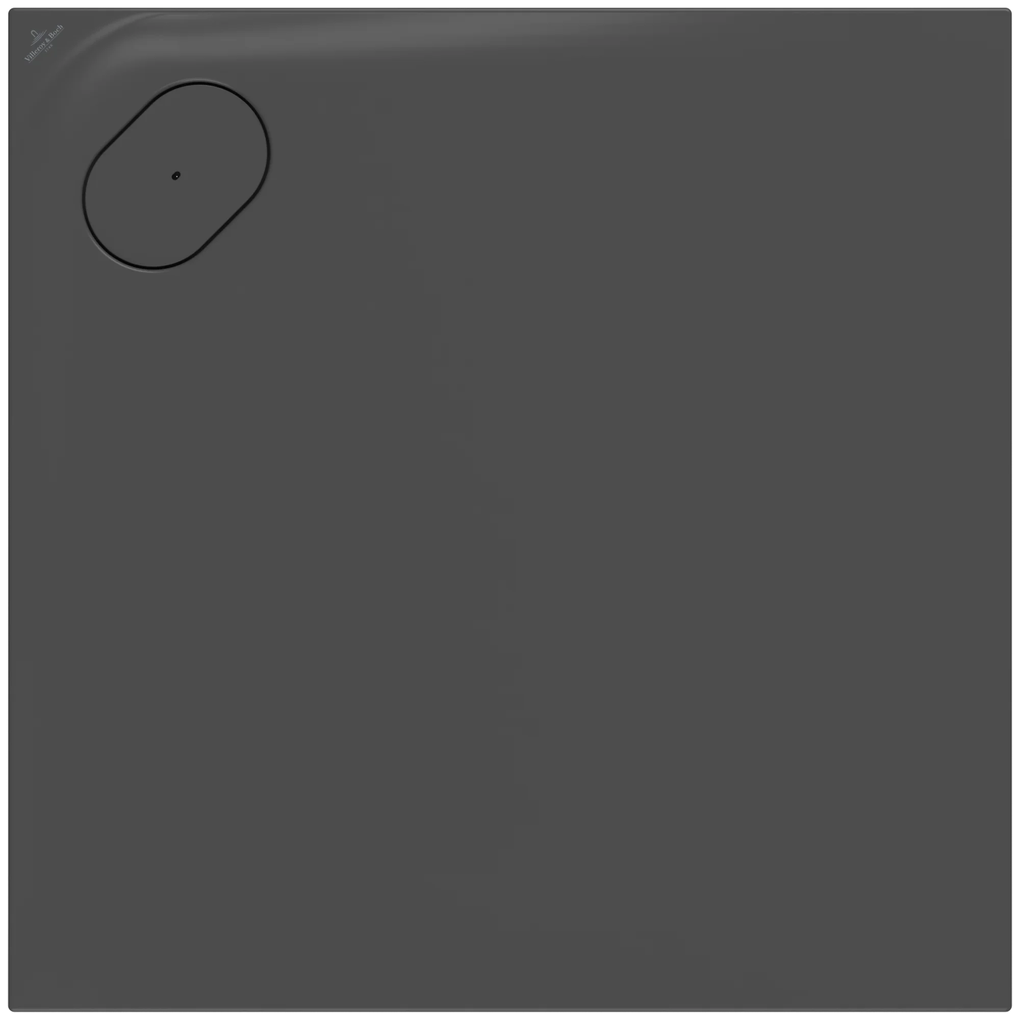 Villeroy & Boch quadratische Duschwanne Ecora Anthracite 900x900x35 mm glänzend mit Chrom-Edelmatt-Ablaufabdeckung Villeroy & Boch quadratische Duschwanne Ecora Anthracite 900x900x35 mm glänzend mit Chrom-Edelmatt-Ablaufabdeckung