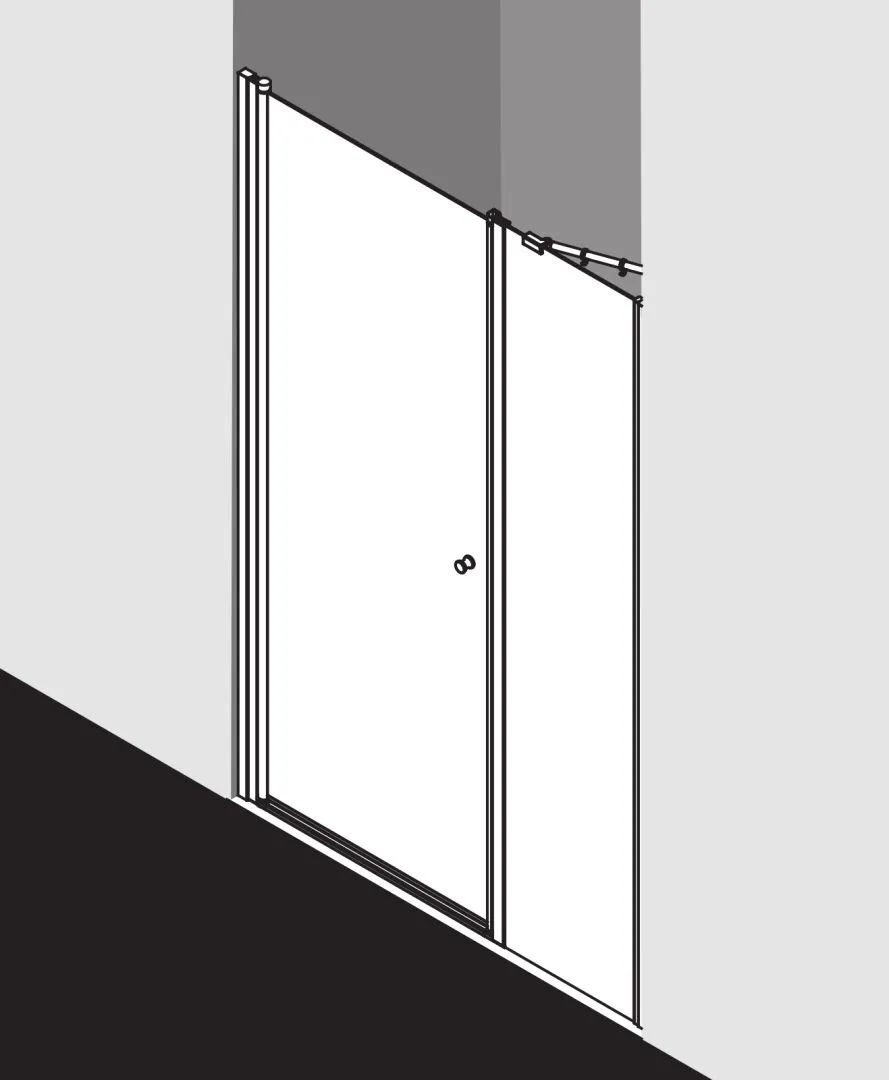 Kermi Duschdesign IBIZA 2000 Schwingtür und Festfeld, Silber Mattglanz