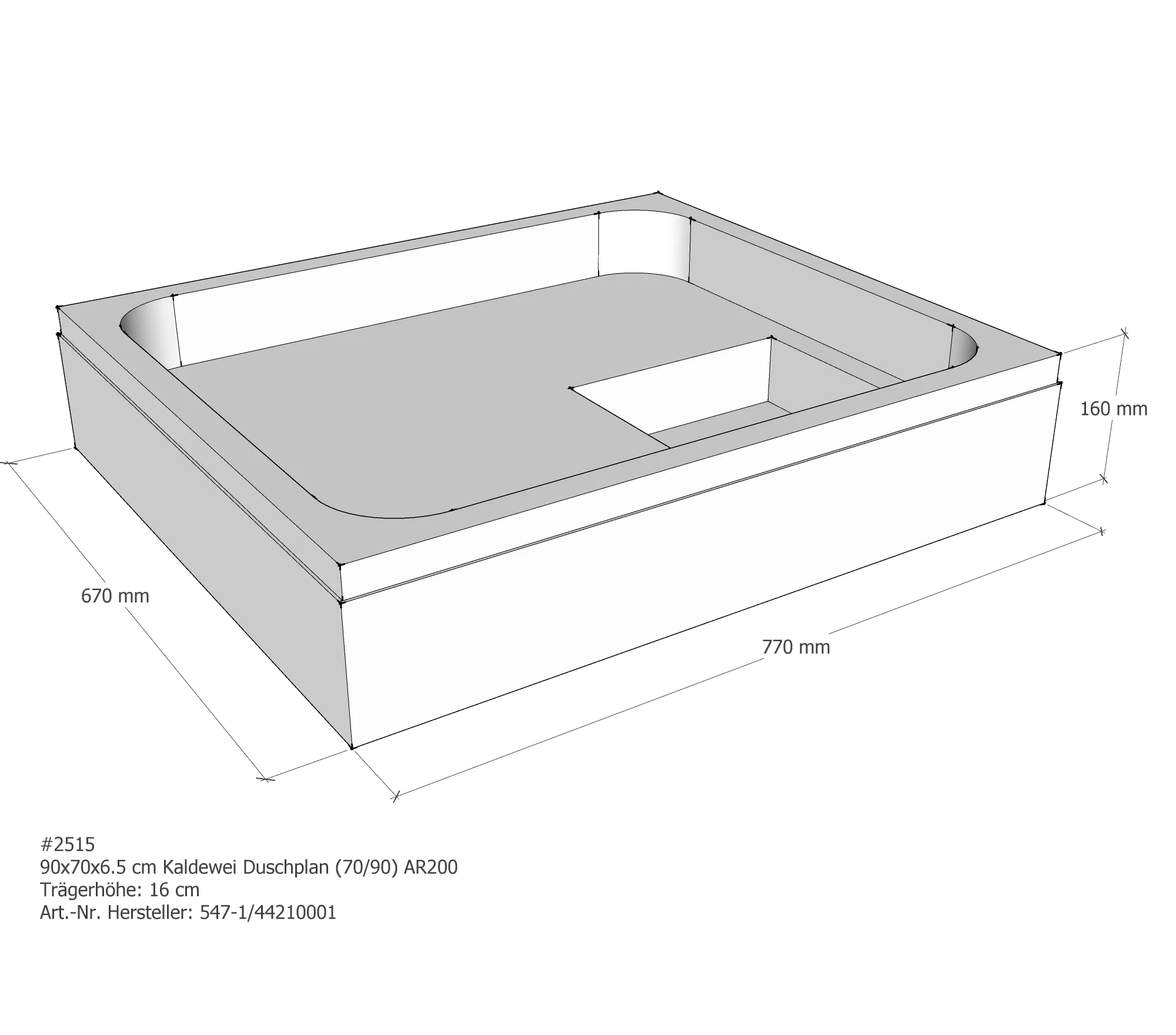 Duschwannenträger für Kaldewei Duschplan 90 × 70 × 6,5 cm Duschwannenträger für Kaldewei Duschplan 90 × 70 × 6,5 cm