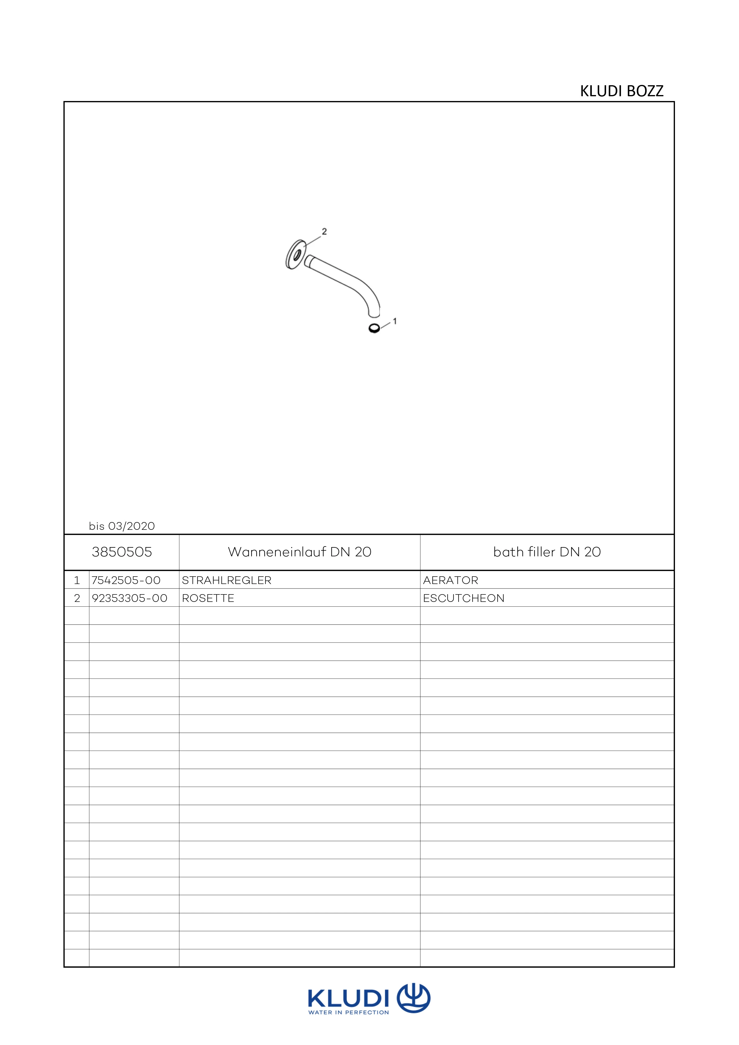 BOZZ Wanneneinlauf DN20 Ausladung 160 mm chrom BOZZ Wanneneinlauf DN20 Ausladung 160 mm chrom