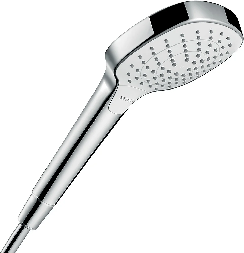 Hansgrohe Handbrause Croma Select E Vario EcoSmart, weiß/chrom, 110 mm Brausekopfgröße, Rain/TurboRain/IntenseRain Strahlarten, QuickClean, max. Durchfluss 8 l/min bei 3 bar
