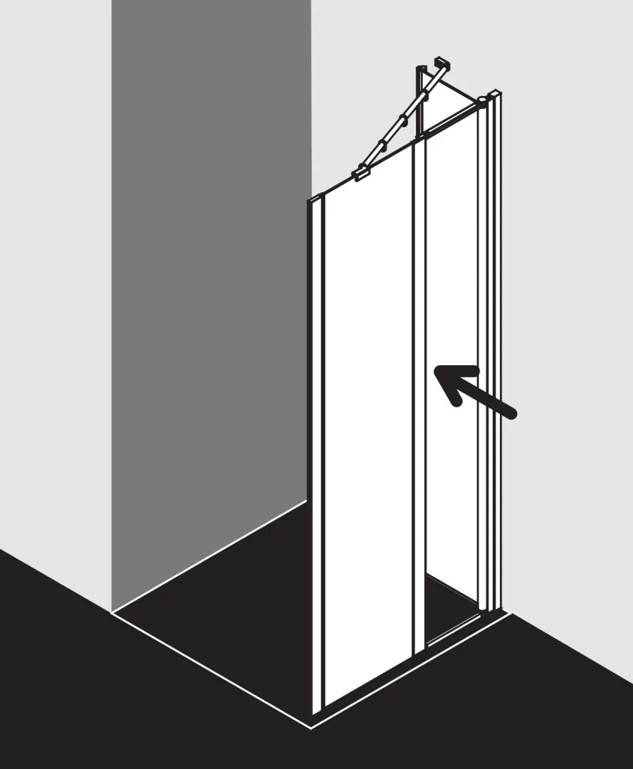 Kermi Duschdesign IBIZA 2000 Seitenwand geteilt beweglich, H 1750 mm, SW 680-710 mm, Silber Mattglanz