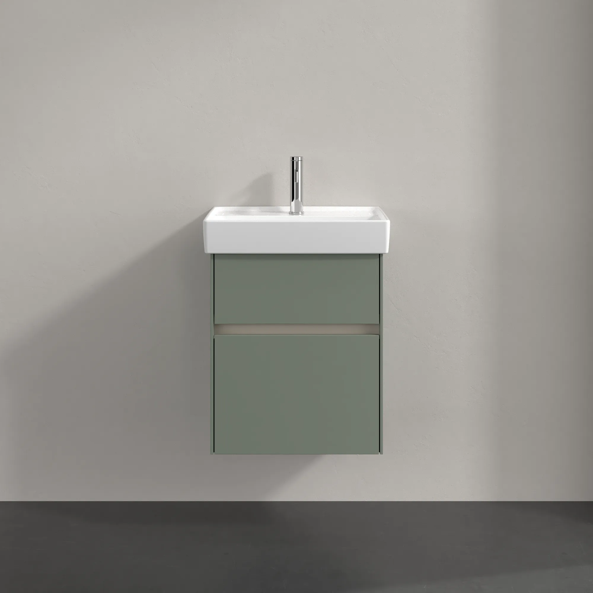 Villeroy & Boch Waschbeckenunterschrank Collaro C00600, Soft Green, 460x374 mm, Höhe 546 mm, mit Absenkautomatik und integrierten Aluminiumgriffen