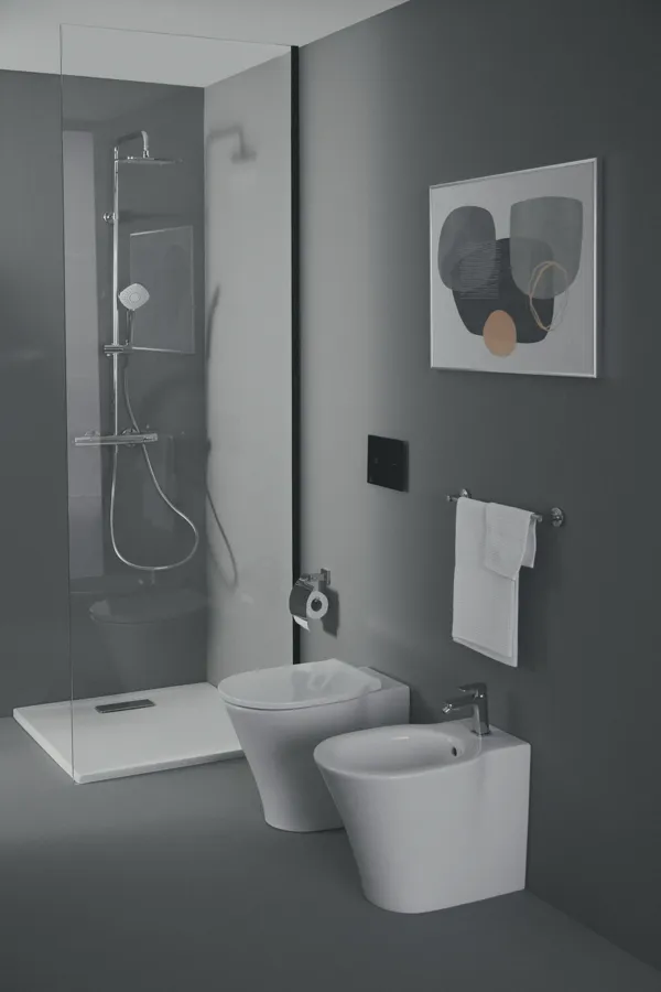 Bidetarmatur Edge, mit Ablaufgarnitur, Ausladung 115mm, Chrom Bidetarmatur Edge, mit Ablaufgarnitur, Ausladung 115mm, Chrom