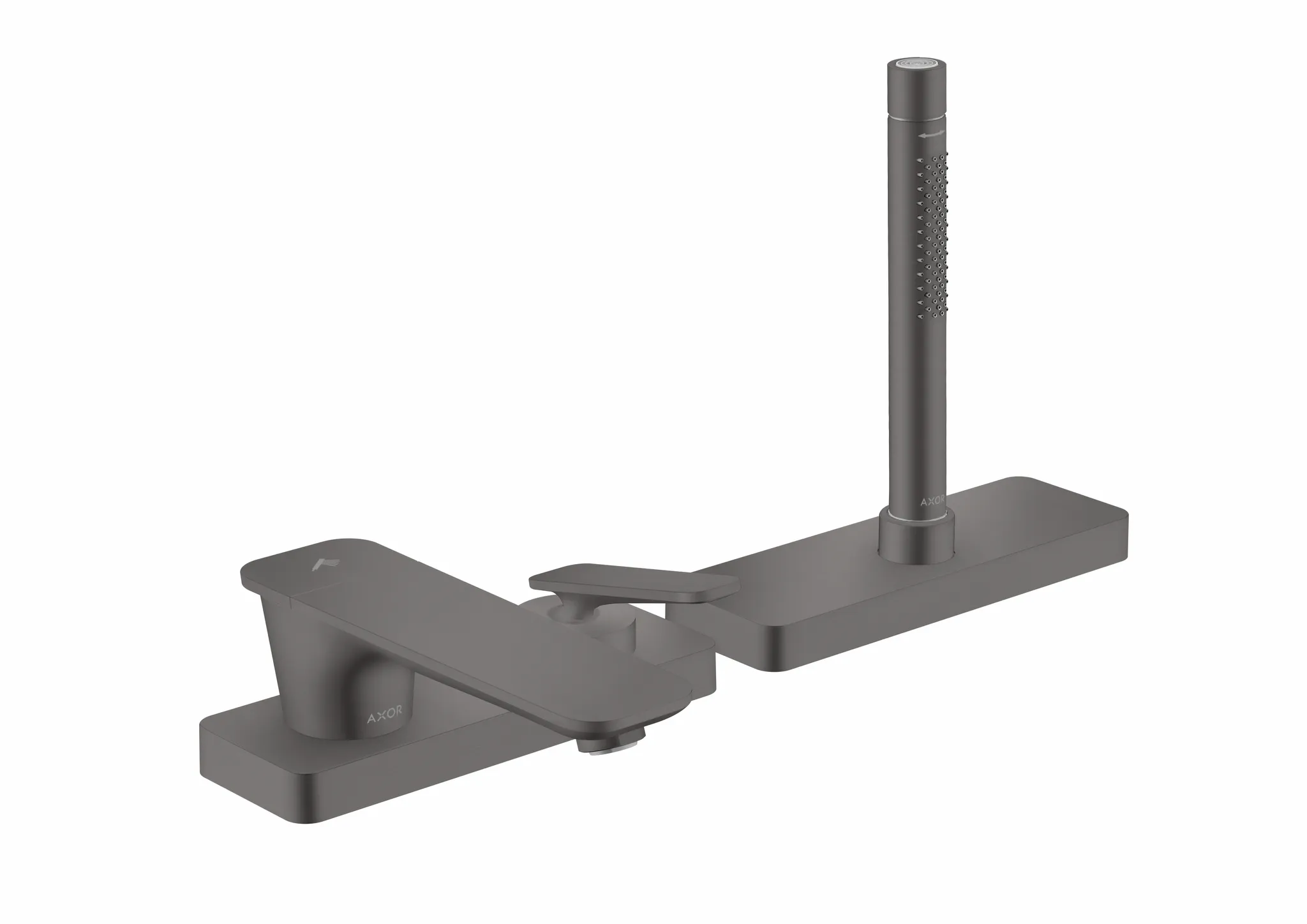Hansgrohe AXOR Citterio C 3-Loch Einhebel-Wannenrandmischer Brushed Black Chrome, Ausladung 155 mm, sBox für leise Schlauchführung