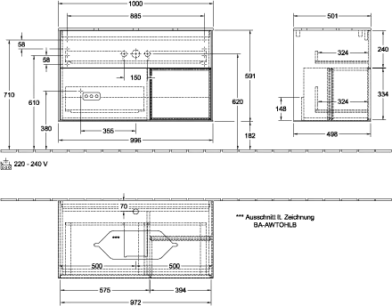 Villeroy & Boch Finion Waschbeckenunterschrank F25 1000x603x501mm Villeroy & Boch Finion Waschbeckenunterschrank F25 1000x603x501mm