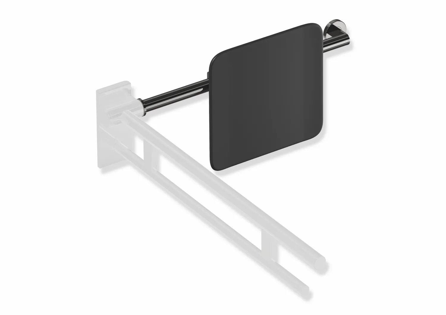 Rückenstütze, System 900, Anbindung Edst. PVD., Lehne Kst., schwarz, Achsmaß verstellbar 616-716 mm, T: 150 mm, einseitig Wandmontage mit Rosetten (links), einseitig Montage an SK-Griffen, Design (A) (rechts), in Farbe CK (messing glänzend) Rückenstütze, System 900, Anbindung Edst. PVD., Lehne Kst., schwarz, Achsmaß verstellbar 616-716 mm, T: 150 mm, einseitig Wandmontage mit Rosetten (links), einseitig Montage an SK-Griffen, Design (A) (rechts), in Farbe CK (messing glänzend)