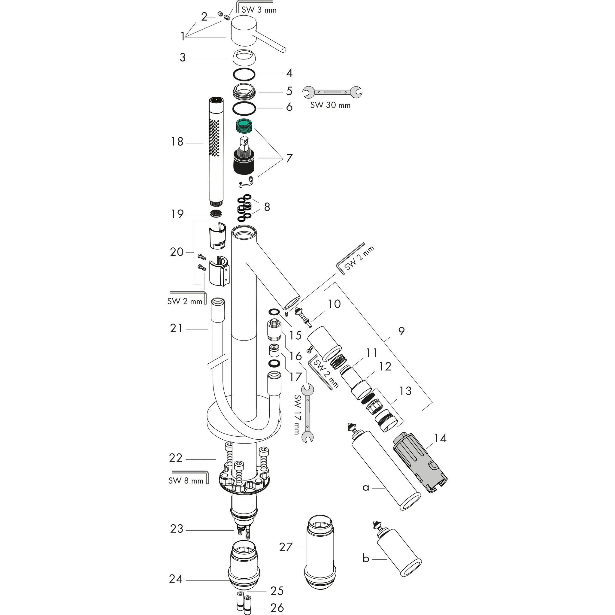 Hansgrohe AXOR Starck Einhebel-Wannenmischer bodenstehend mit Pingriff, Chrom Hansgrohe AXOR Starck Einhebel-Wannenmischer bodenstehend mit Pingriff, Chrom