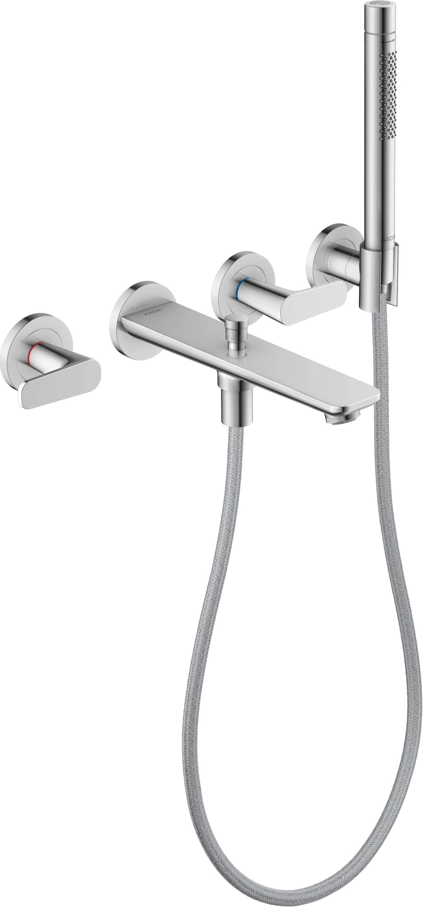 Hansgrohe AXOR Citterio C 3-Loch Wannenarmatur Unterputz chrom, Ausladung 222 mm, mit Handbrause Rain/MonoRain