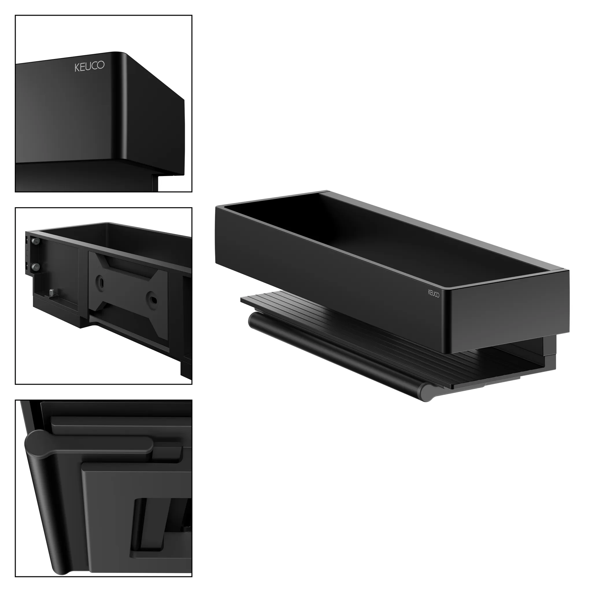 KEUCO EDITION 11 Duschablage mit Glasabzieher schwarz matt