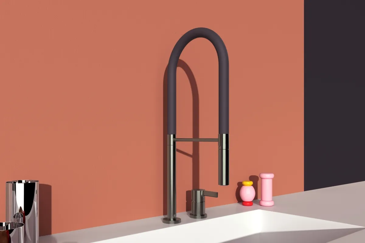 Ideal Standard Gusto Armaturen Gusto Küchenarmatur Gusto Ausladung 225mm Semi-Pro 2-Funktionsbrause Magnetic Grey