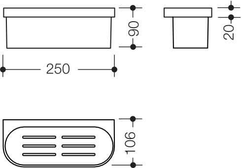 HEWI Duschkorb „System 800“ 10,6 × 25 × 9 cm