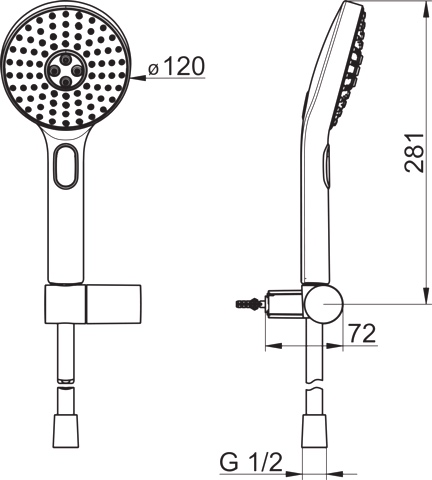 HA Handbrausegarnitur HANSAACTIVEJET 8438 3-strahlig Chrom/Hellgrau