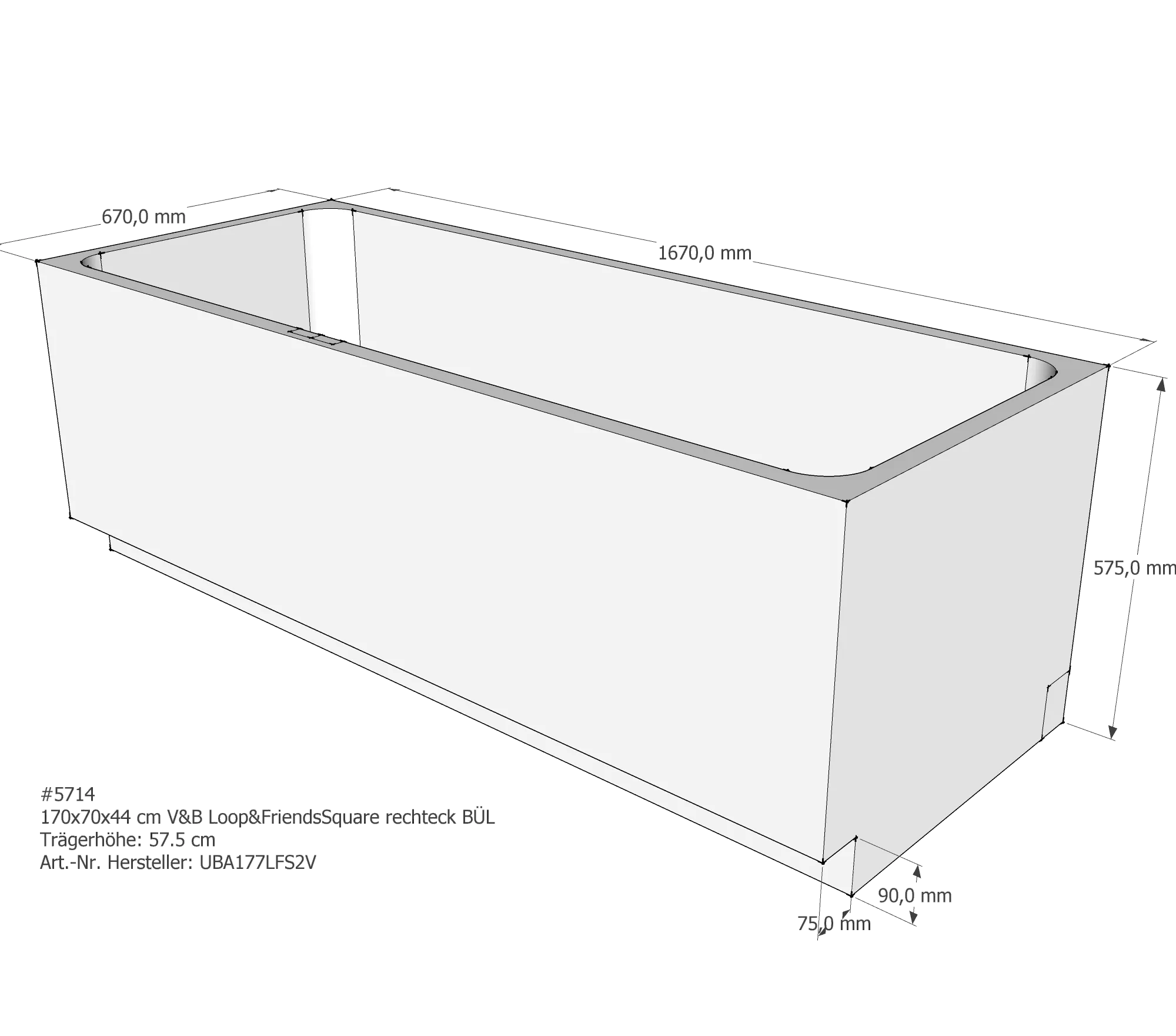 Badewannenträger für Villeroy & Boch Loop & Friends 170 × 70 × 44 cm Badewannenträger für Villeroy & Boch Loop & Friends 170 × 70 × 44 cm