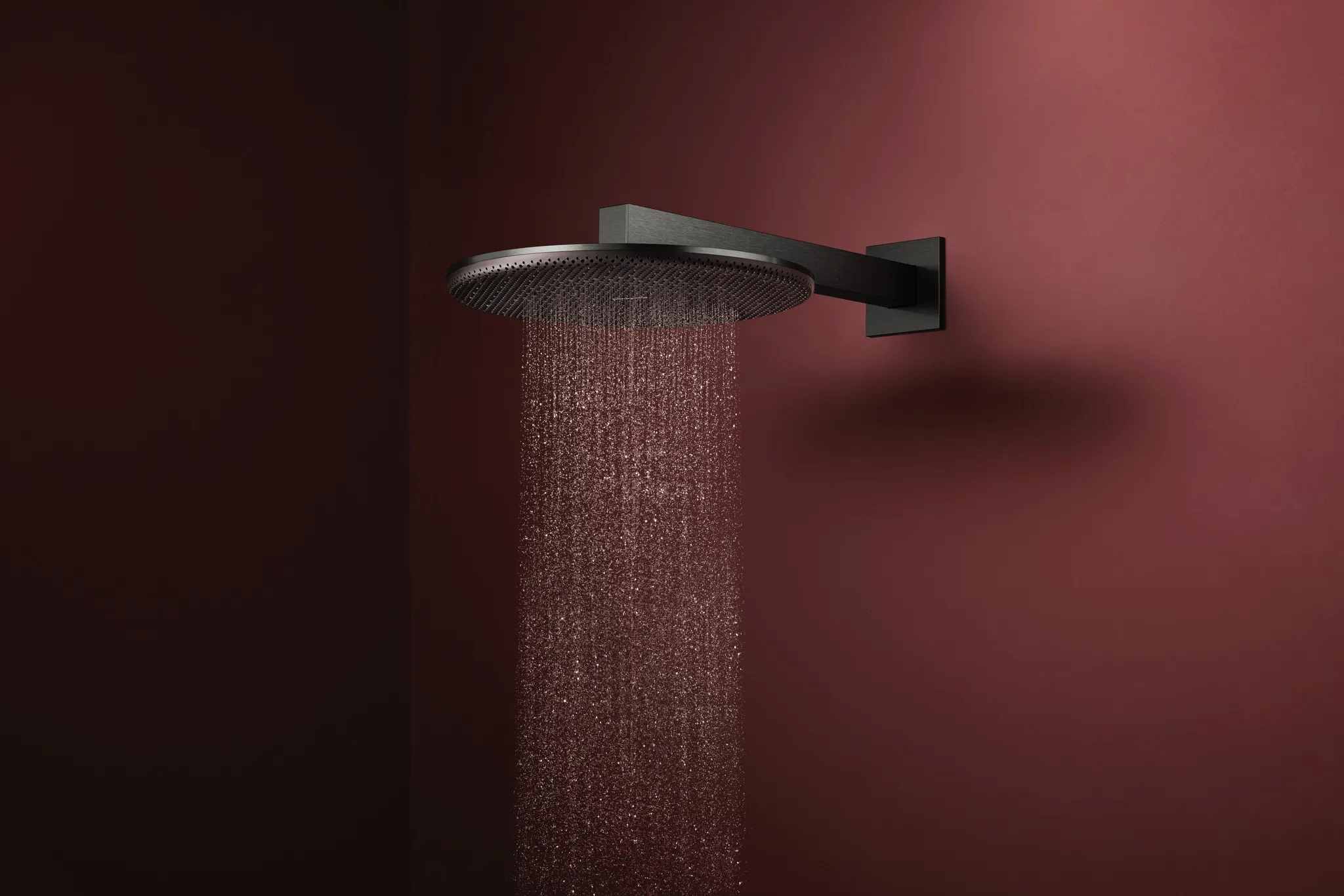 Hansgrohe Kopfbrause Raindance Alive S, 300 mm, Brushed Black Chrome, 8 l/min Durchflussregler, 390 mm Brausearmlänge