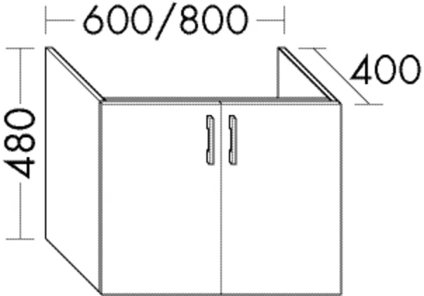 Waschtischunterschrank Sys30 von burgbad – 400 mm tief, 600 mm breit, 480 mm hoch, 2 Türen