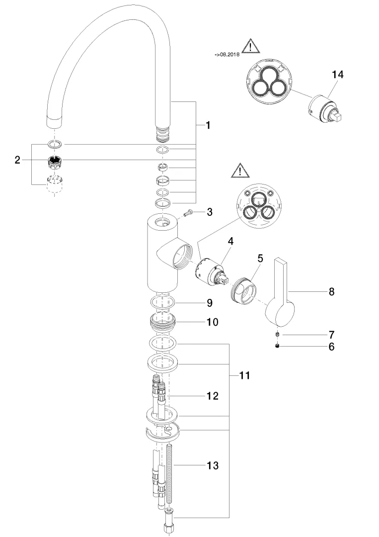 Dornbracht Einhebelmischer TARA ULTRA, Dark Brass gebürstet PVD, Ausladung 241 mm, schwenkbarer Auslauf 360°, Armaturenhöhe 393 mm, Bohrungsdurchmesser 35 mm, max. Durchfluss 8 l/min bei 3 bar Fließdruck