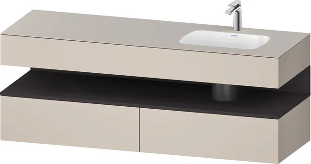 Einbauwaschtisch mit Konsolenwaschtischunterbau „Qatego“ 160 × 55 × 60 cm, ohne Beleuchtung Einbauwaschtisch mit Konsolenwaschtischunterbau „Qatego“ 160 × 55 × 60 cm, ohne Beleuchtung