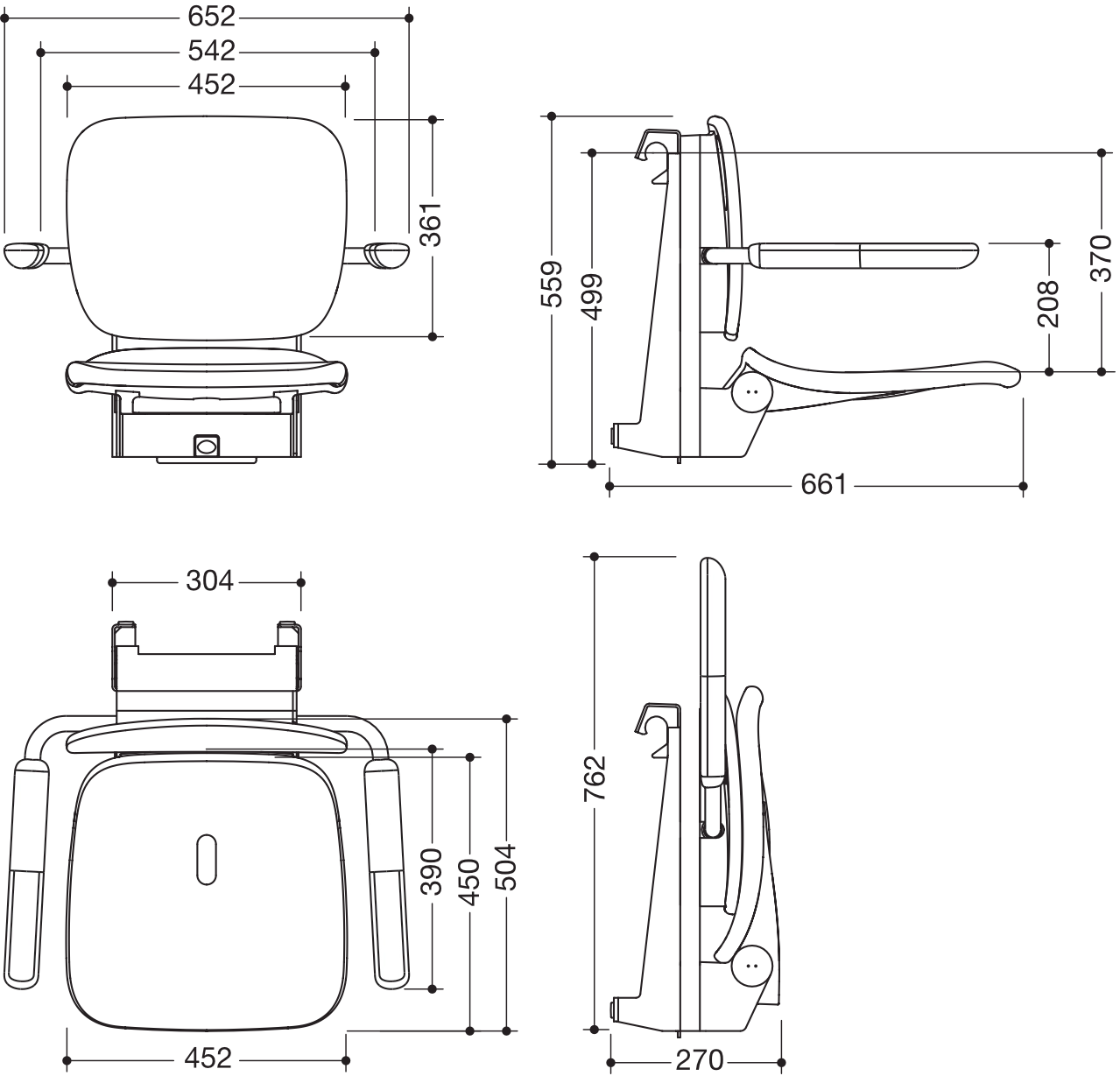 Einhängesitz „Serie 802 LifeSystem“ in Signalweiß glänzend / Signalweiß matt