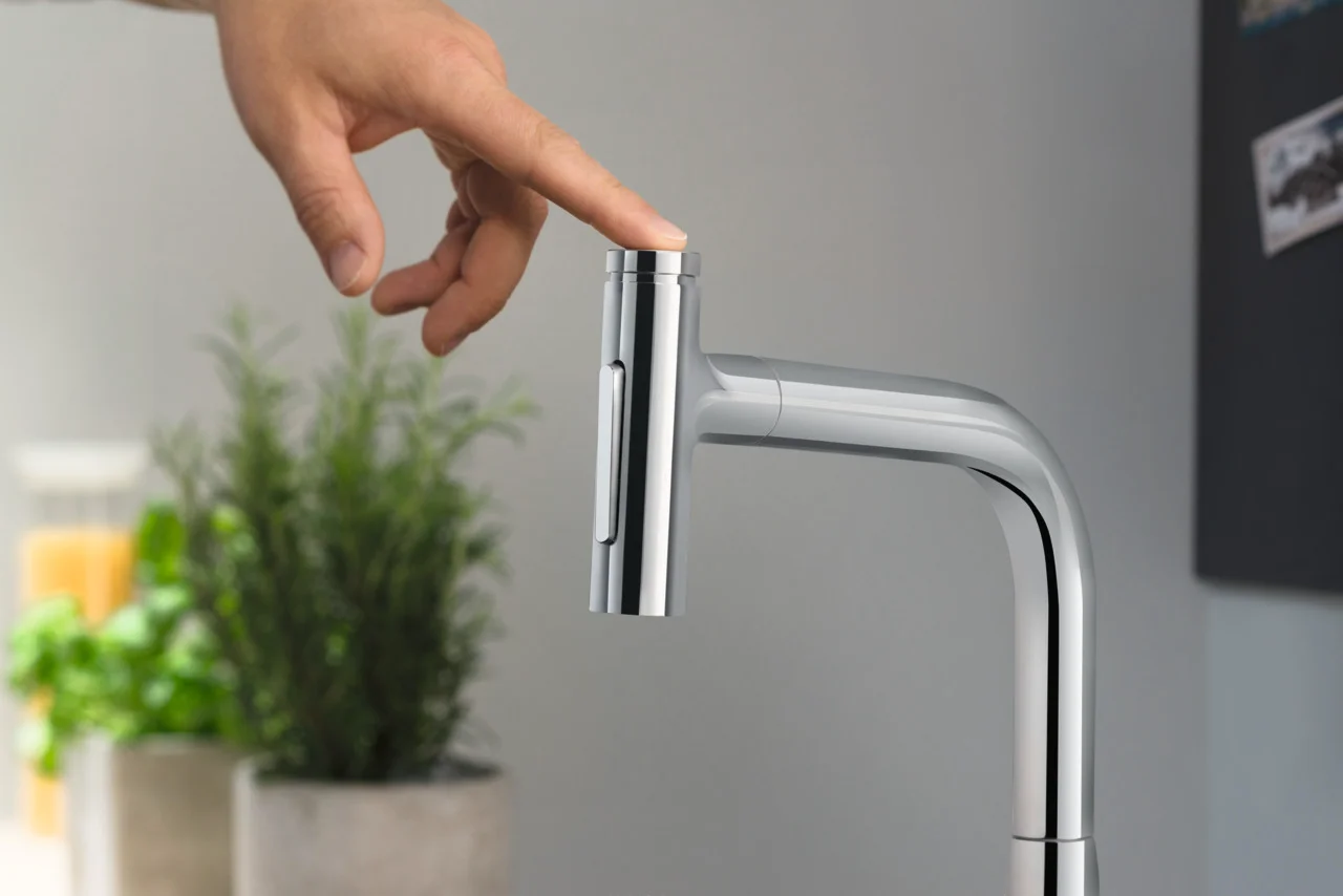 Hansgrohe Metris Select M71 2-Loch Einhebel-Küchenmischer mit Ausziehbrause 2jet sBox Chrom, ComfortZone 200, Schwenkbereich 110° oder 150°, MagFit Brausehalterung, max. Durchfluss 8 l/min, für 35 mm Hahnlochbohrungen