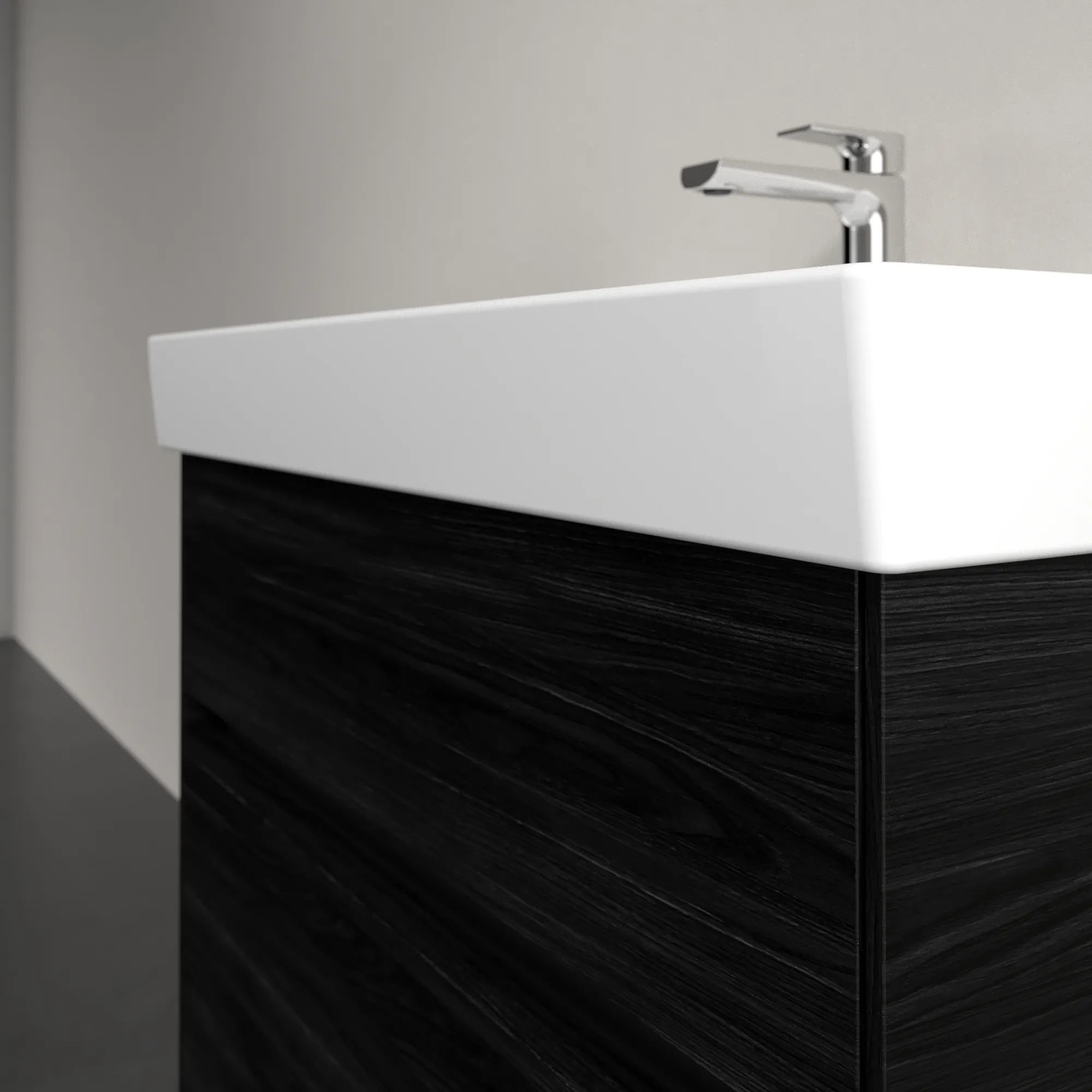 Villeroy & Boch Waschbeckenunterschrank Collaro C01000, 754 x 546 x 444 mm, Black Oak, mit SoftClosing und integrierten Aluminiumgriffen
