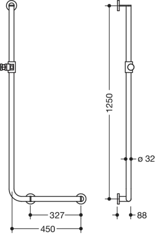 HEWI Haltegriff Ausführung rechts „System 900“ in Anthrazitgrau HEWI Haltegriff Ausführung rechts „System 900“ in Anthrazitgrau