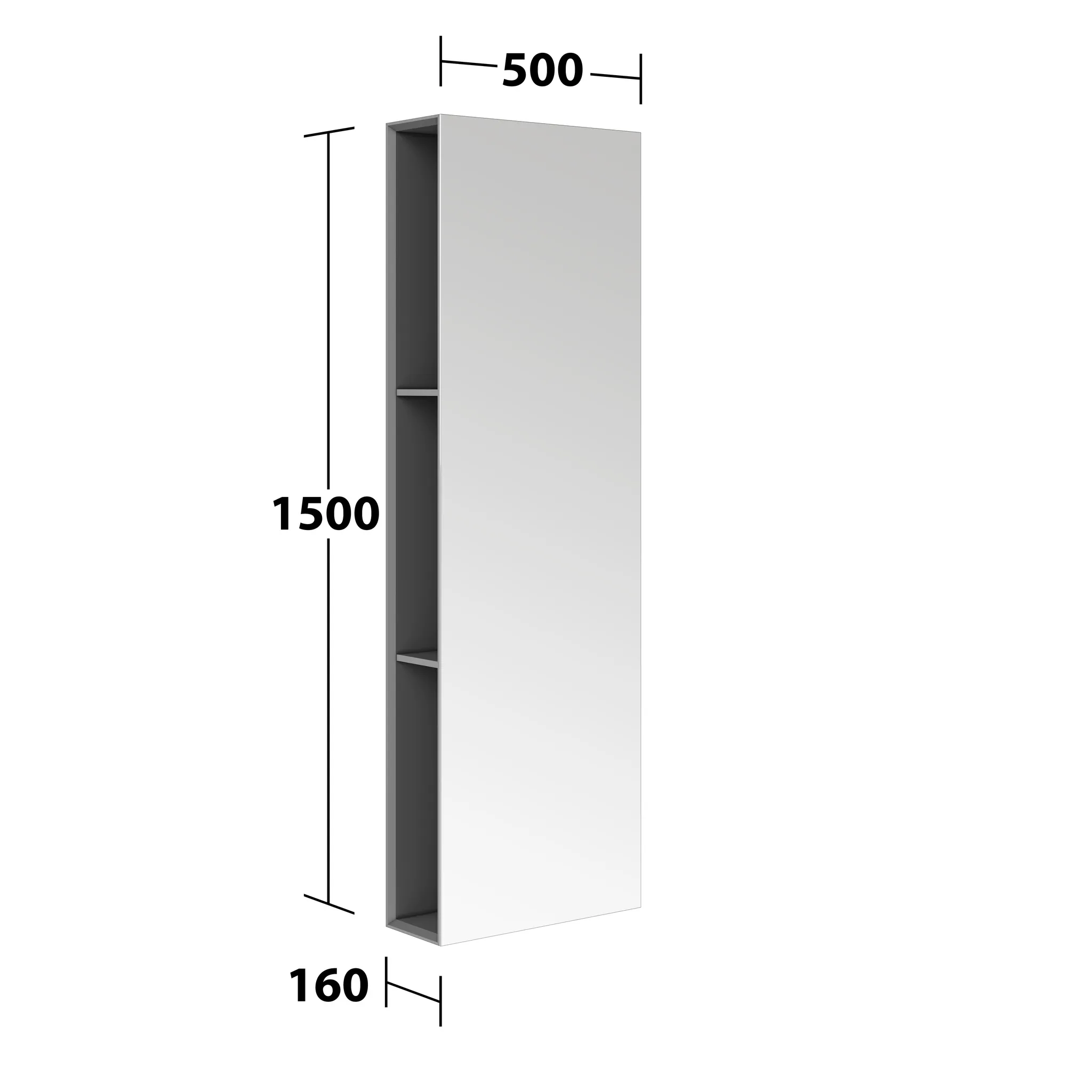 KEUCO Spiegelregal „Edition 11 Art“ Smoke (Lack, seidenmatt), Smoke (Lack, seidenmatt), 500 × 1500 mm