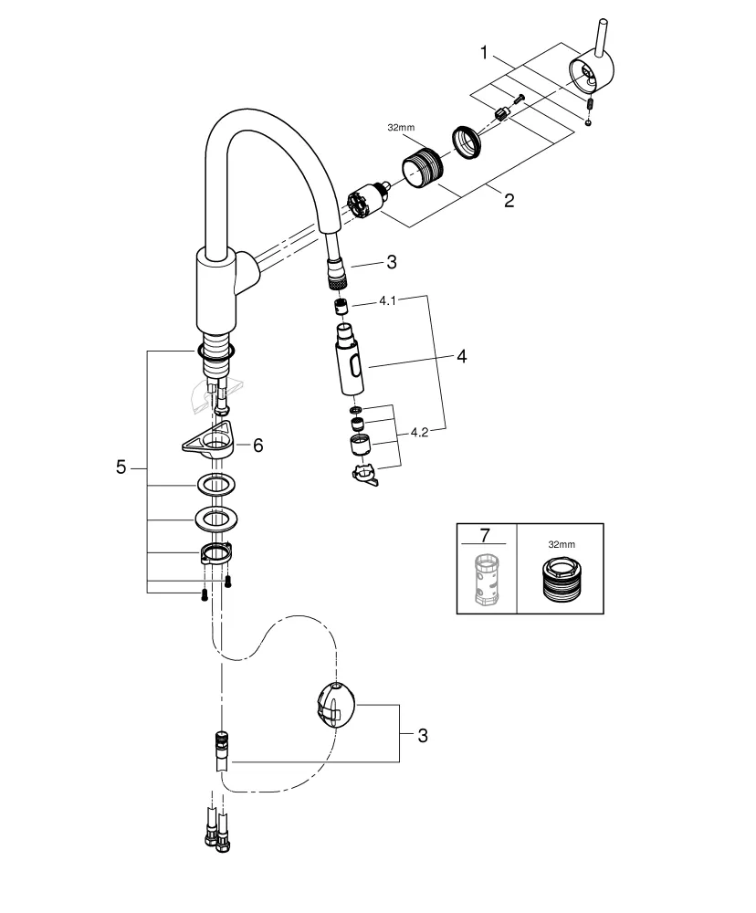 Grohe Concetto Einhand-Spültischbatterie 31483_2, hoher Auslauf, Einlochmontage, herausziehbare Dual Spülbrause Grohe Concetto Einhand-Spültischbatterie 31483_2, hoher Auslauf, Einlochmontage, herausziehbare Dual Spülbrause