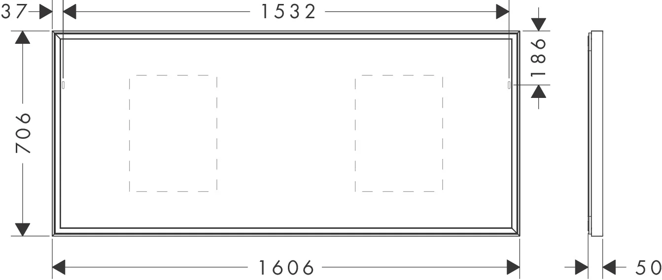 Hansgrohe Xarita E Spiegel 1600/700/50, Mattweiß, LED-Beleuchtung mit IR-Sensor, stufenlos dimmbar, AntiFog, Wandmontage