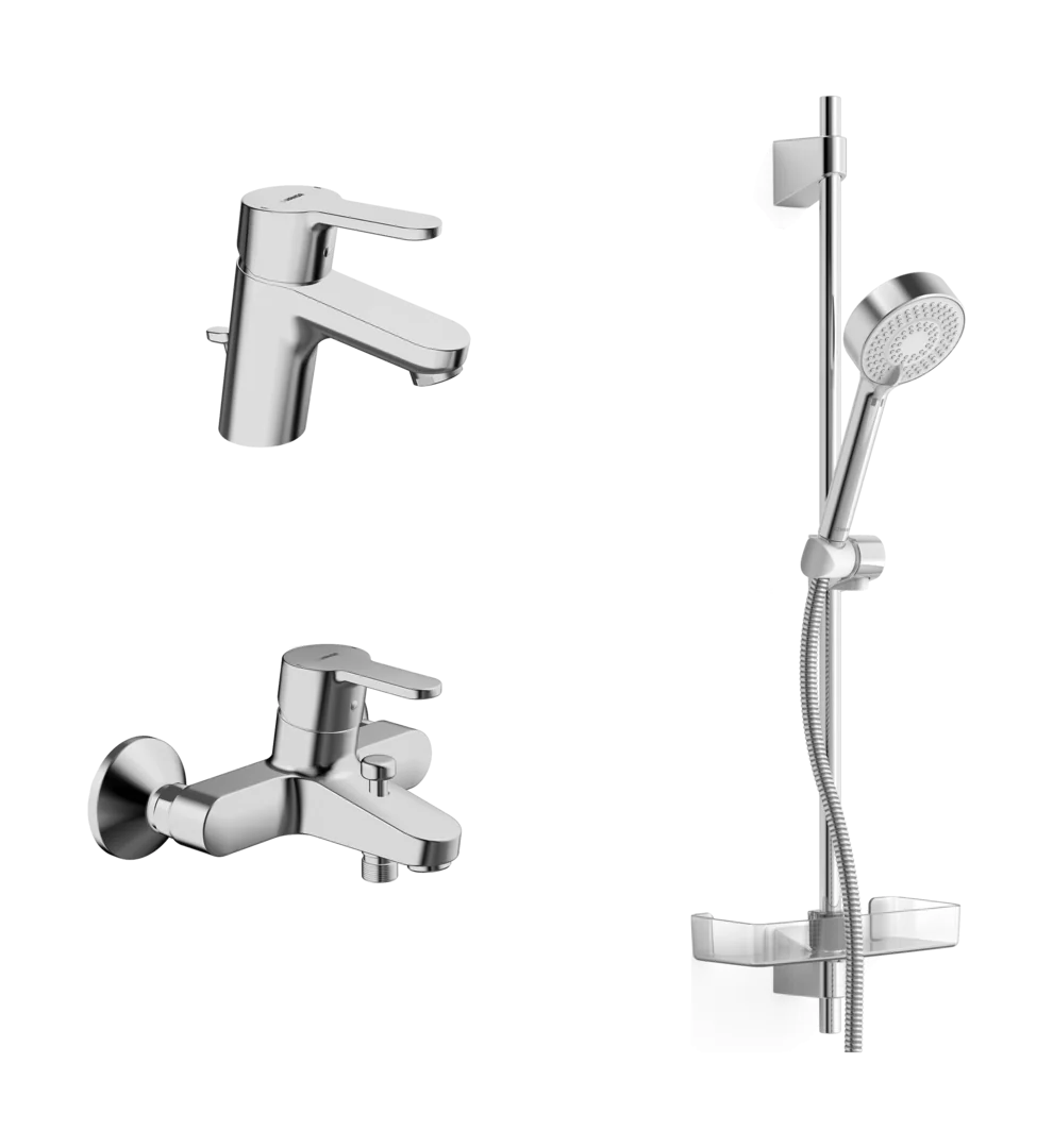 HansaPRIMO Wasserhahn-Set Badezimmer Armaturen Paket HansaPRIMO 4900 DN15 Chrom