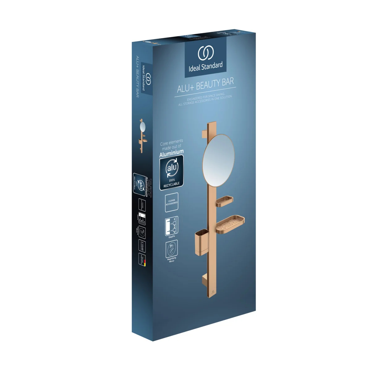 Ideal Standard Alu+ Beauty Bar Accessoires-Kombi S700 mit Spiegel d:200mm Bronze Ideal Standard Alu+ Beauty Bar Accessoires-Kombi S700 mit Spiegel d:200mm Bronze