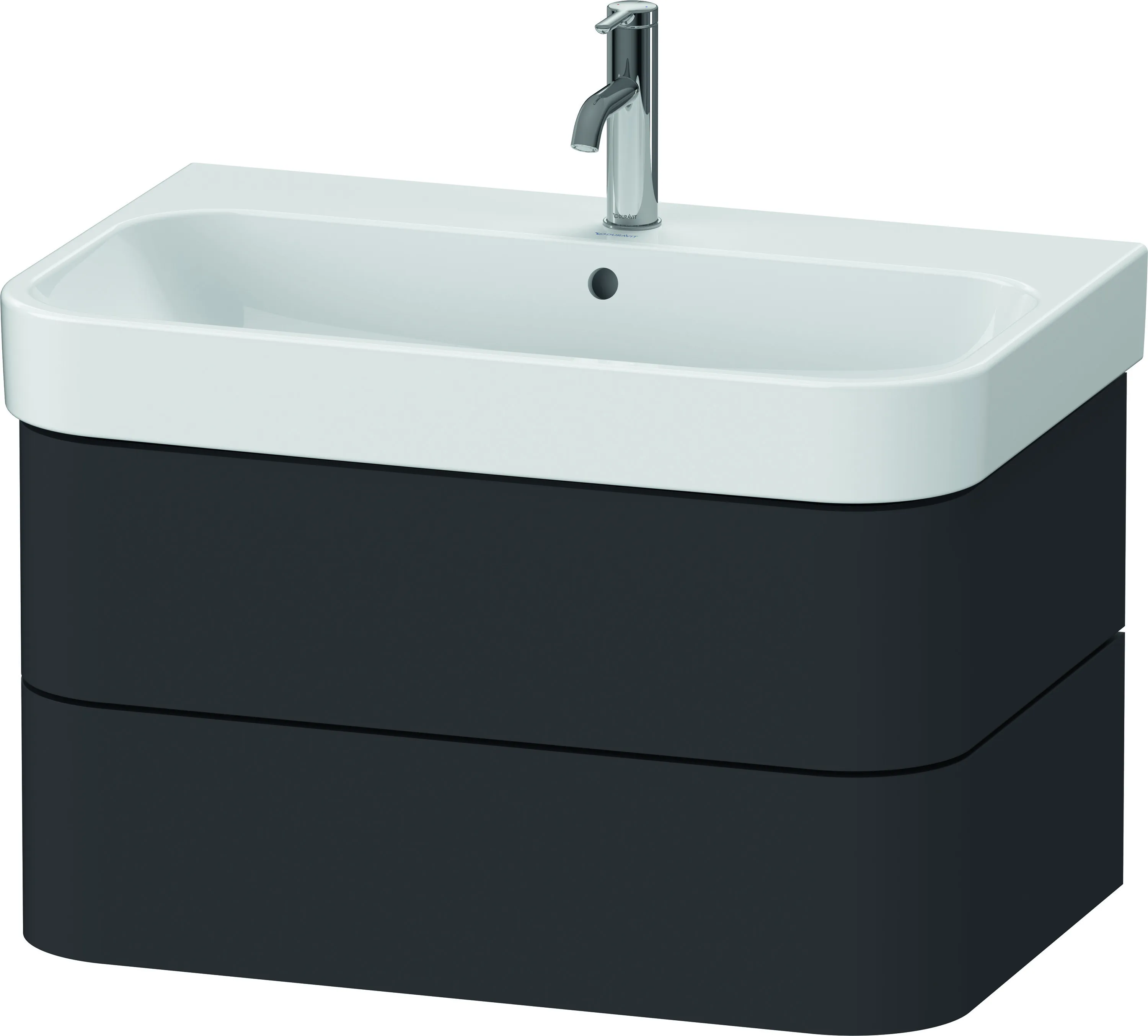 Duravit Waschtischunterschrank wandhängend „Happy D.2 Plus“ 77,5 × 41,5 × 49 cm Graphit Supermatt