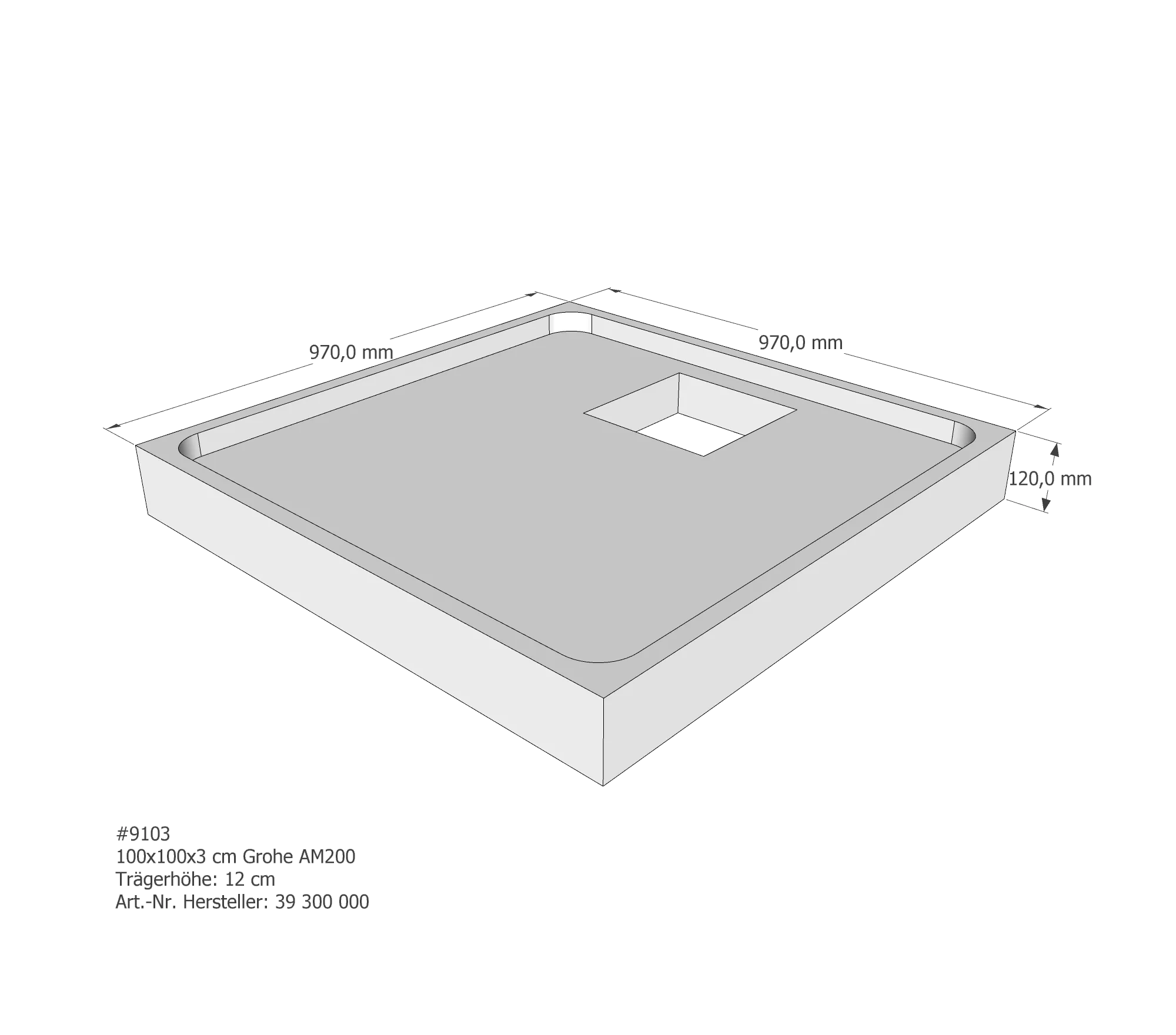 Duschwannenträger für Grohe Acryl Duschwanne 100 × 100 × 3 cm