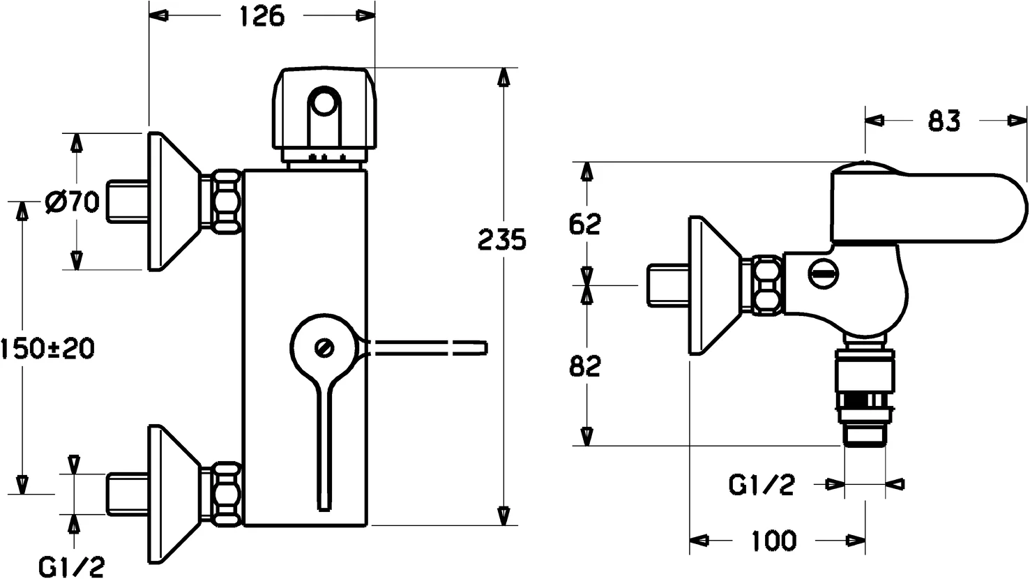 HansaTEMPRA Duscharmatur mit Thermostat und Sicherungseinrichtung DN15 Chrom