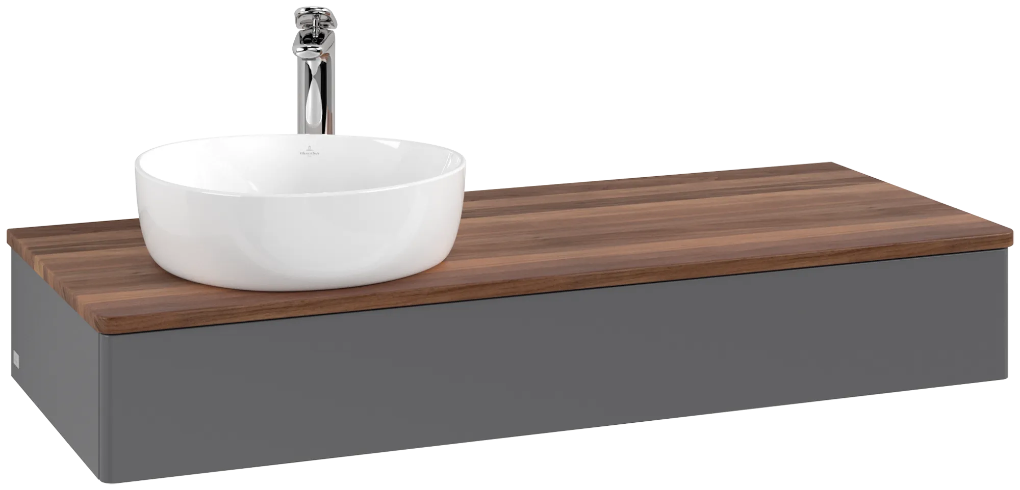 Villeroy & Boch Antao Waschbeckenunterschrank K11_5, 1200x190x500mm, links, Anthracite Matt Lacquer / Warm Walnut