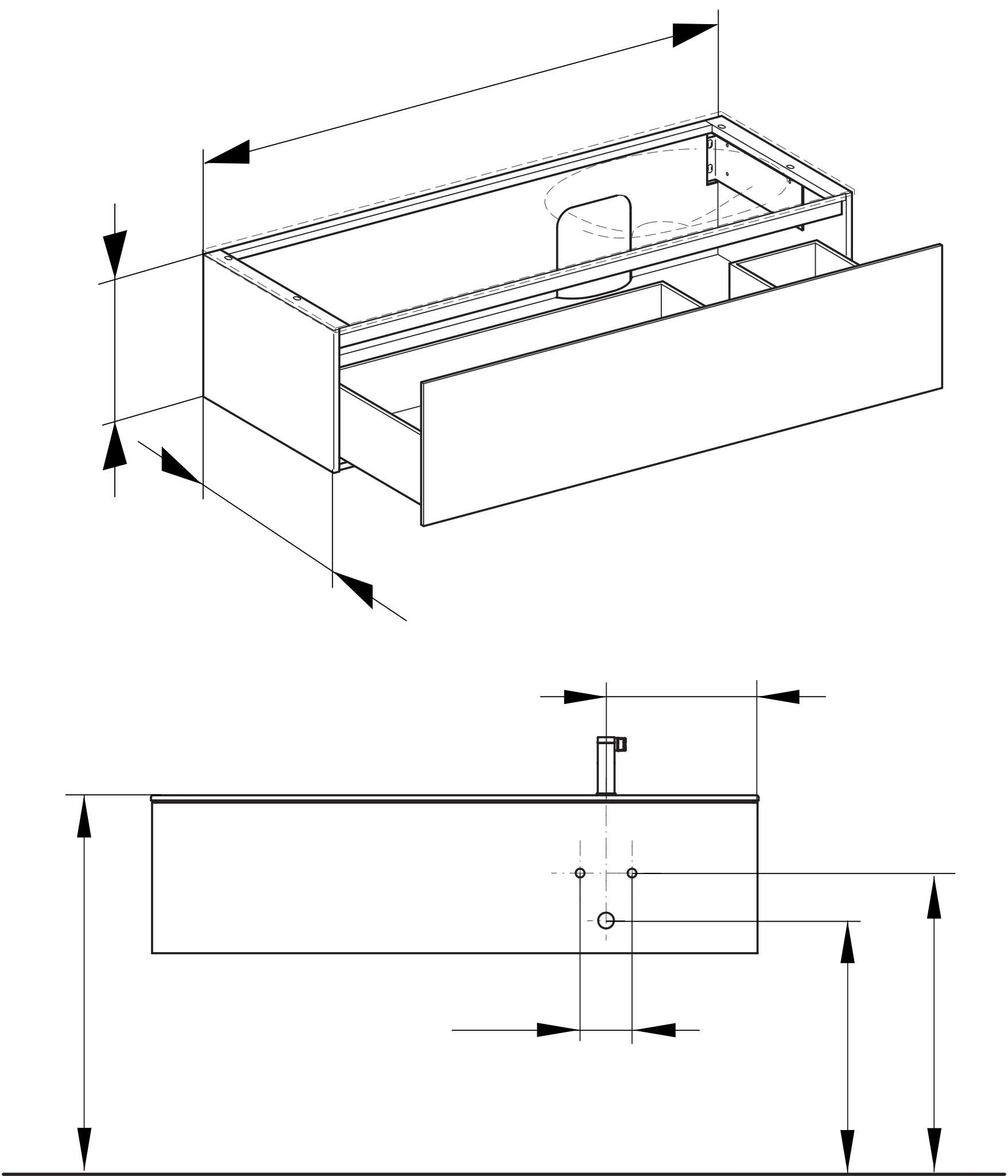 Edition 11 Waschtischunterbau mit Auszug u. Beleuchtung 1400 x 350 x 535 mm Eiche hell/Eiche hell WUB Edition 11 31266, 1 Auszug, Bel., Eiche hell/Eiche hell