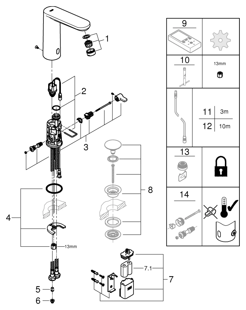 Infrarot-Elektronik für Waschtisch Eurosmart CE 36422_1 L-Size, mit Mischung, 6V Lithium-Batterie, Armaturengruppe I, Schutzart IP 59 Infrarot-Elektronik für Waschtisch Eurosmart CE 36422_1 L-Size, mit Mischung, 6V Lithium-Batterie, Armaturengruppe I, Schutzart IP 59