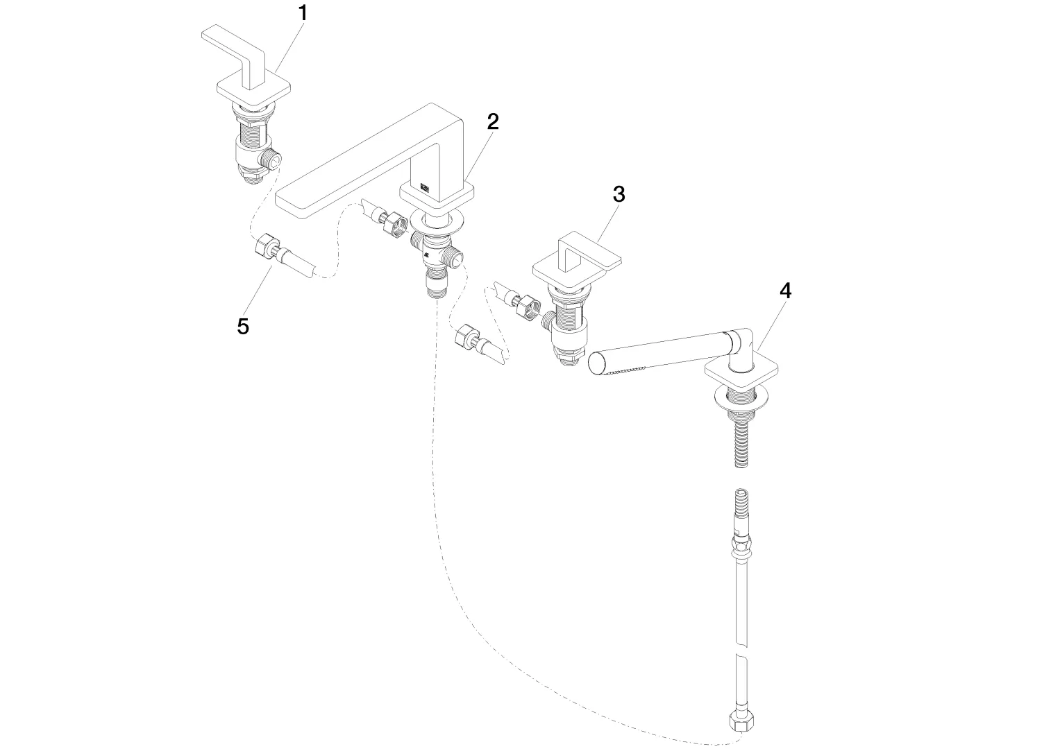 Wannen-Vierlochbatterie für Wannenrand- bzw. Fliesenrandmontage LULU Chrom 27512710 Wannen-Vierlochbatterie für Wannenrand- bzw. Fliesenrandmontage LULU Chrom 27512710