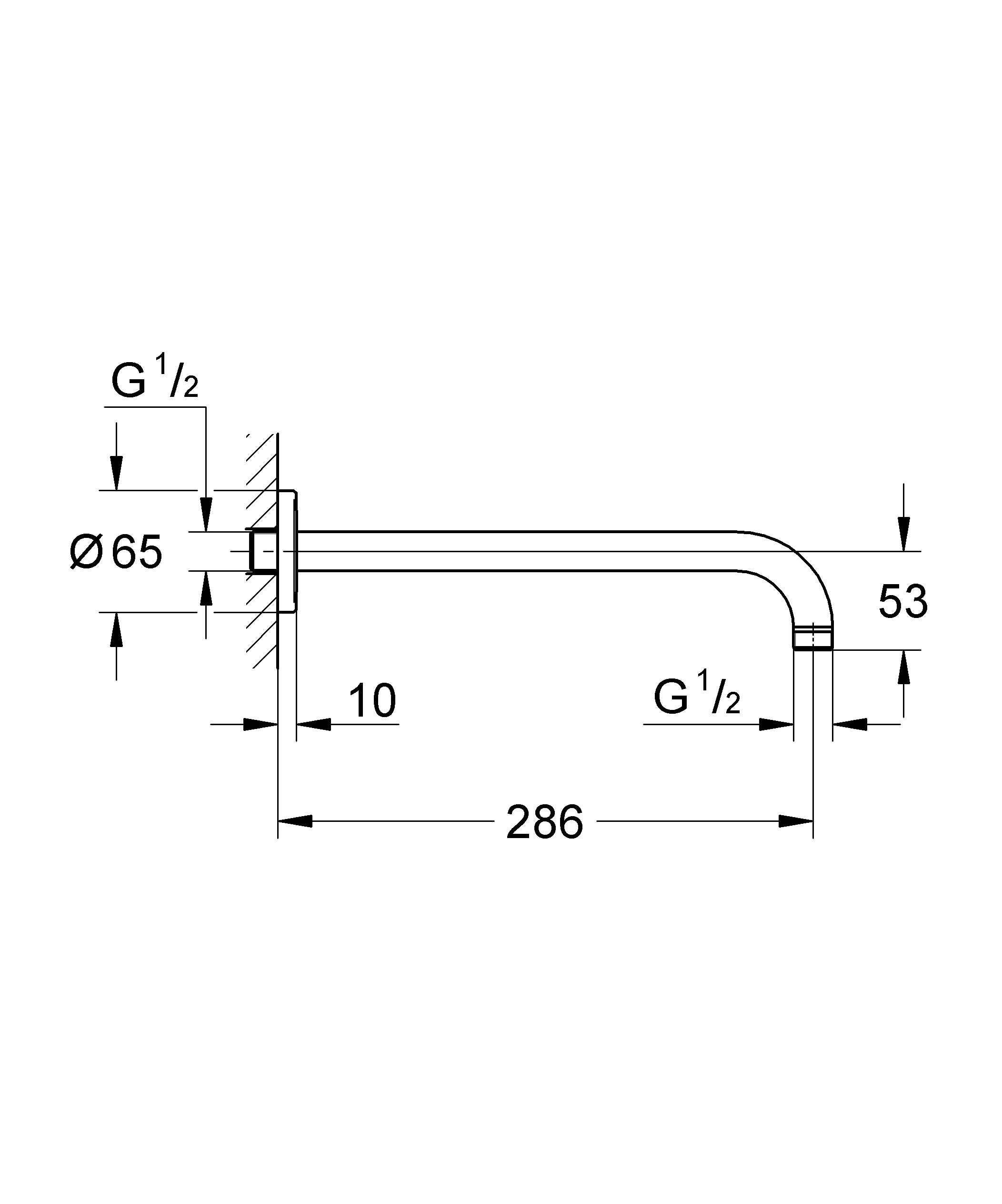 Brausearm Rainshower 28576, Ausladung 286 mm, chrom