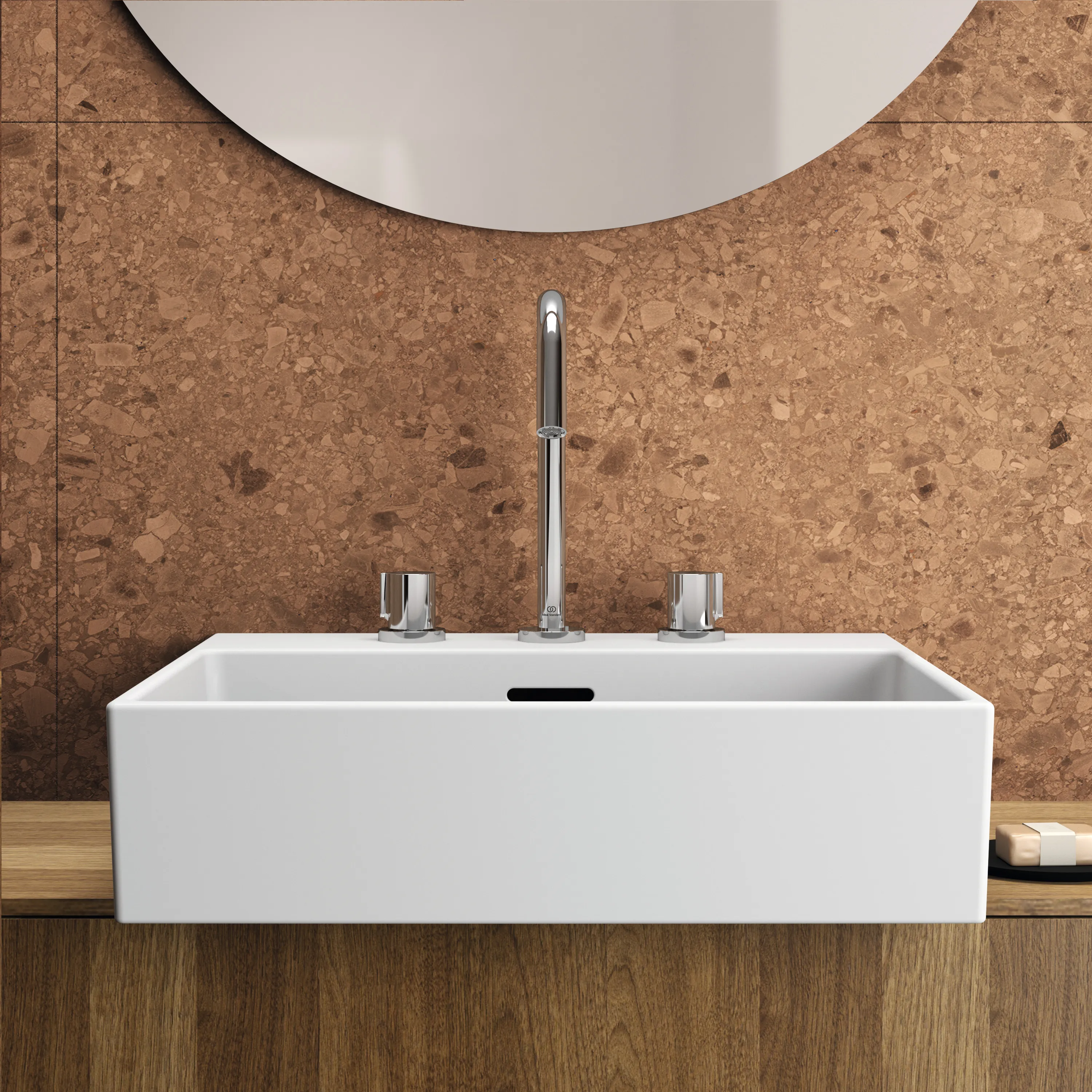Waschbecken „Extra“ 50 × 45 × 15 cm, Hahnlochposition mittig in Weiß