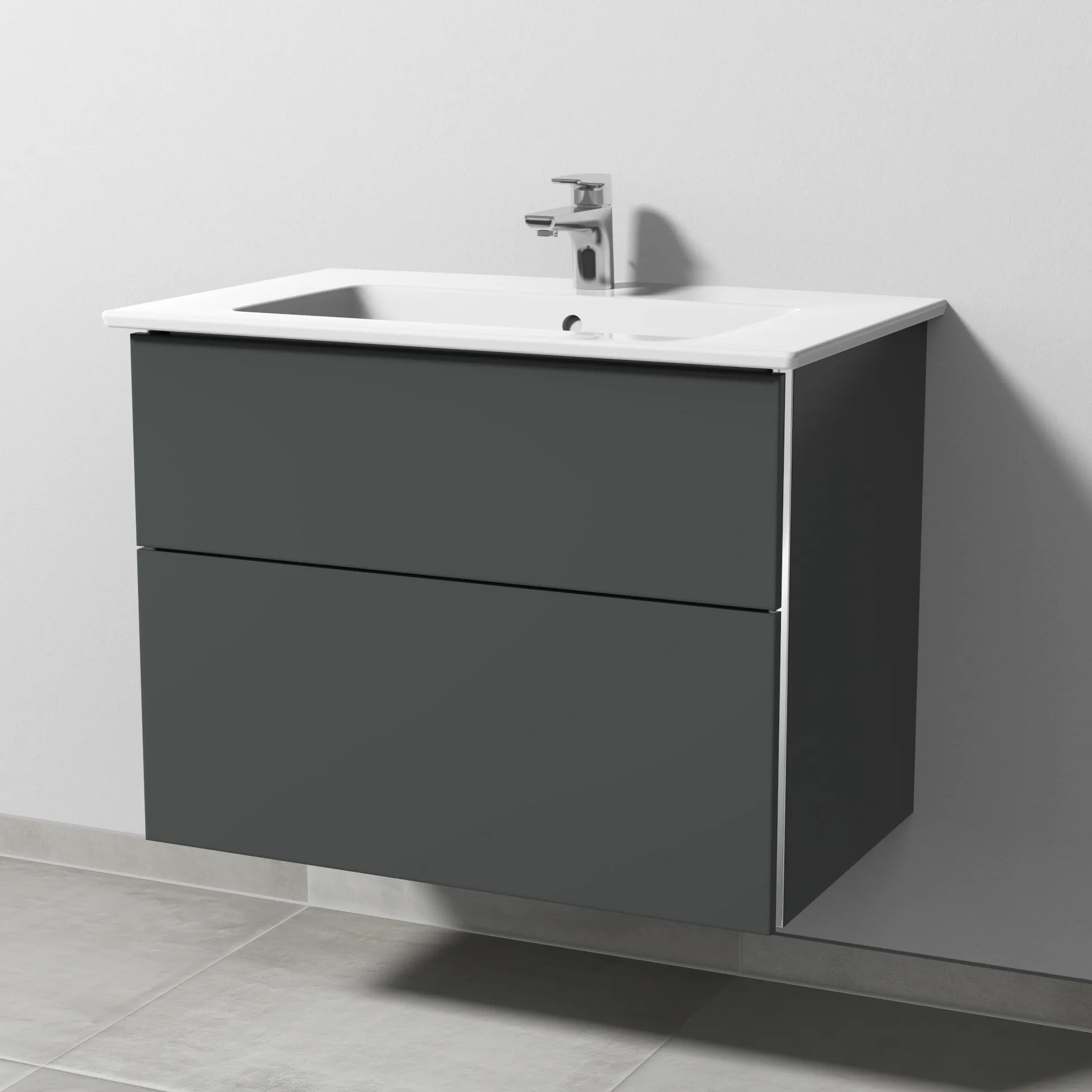 Sanipa Waschtischunterschrank „3way“ 755 × 591 × 477 mm in Anthrazit (matt), Becken mittig