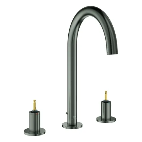 3-Loch-Waschtischbatterie Atrio Private Collection 20593, für Hebelgriffe, Zugstangen-Ablaufgarnitur, chrom Farbe: hard graphite (gebürstet) 3-Loch-Waschtischbatterie Atrio Private Collection 20593, für Hebelgriffe, Zugstangen-Ablaufgarnitur, chrom Farbe: hard graphite (gebürstet)