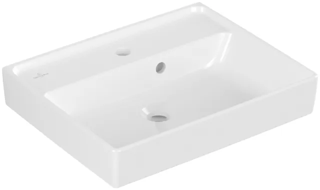 Villeroy & Boch Handwaschbecken aus TitanCeram „Collaro“ 500 × 400 × 150 mm, mit Hahnlochbohrung, Hahnlochposition mittig in Weiß Alpin