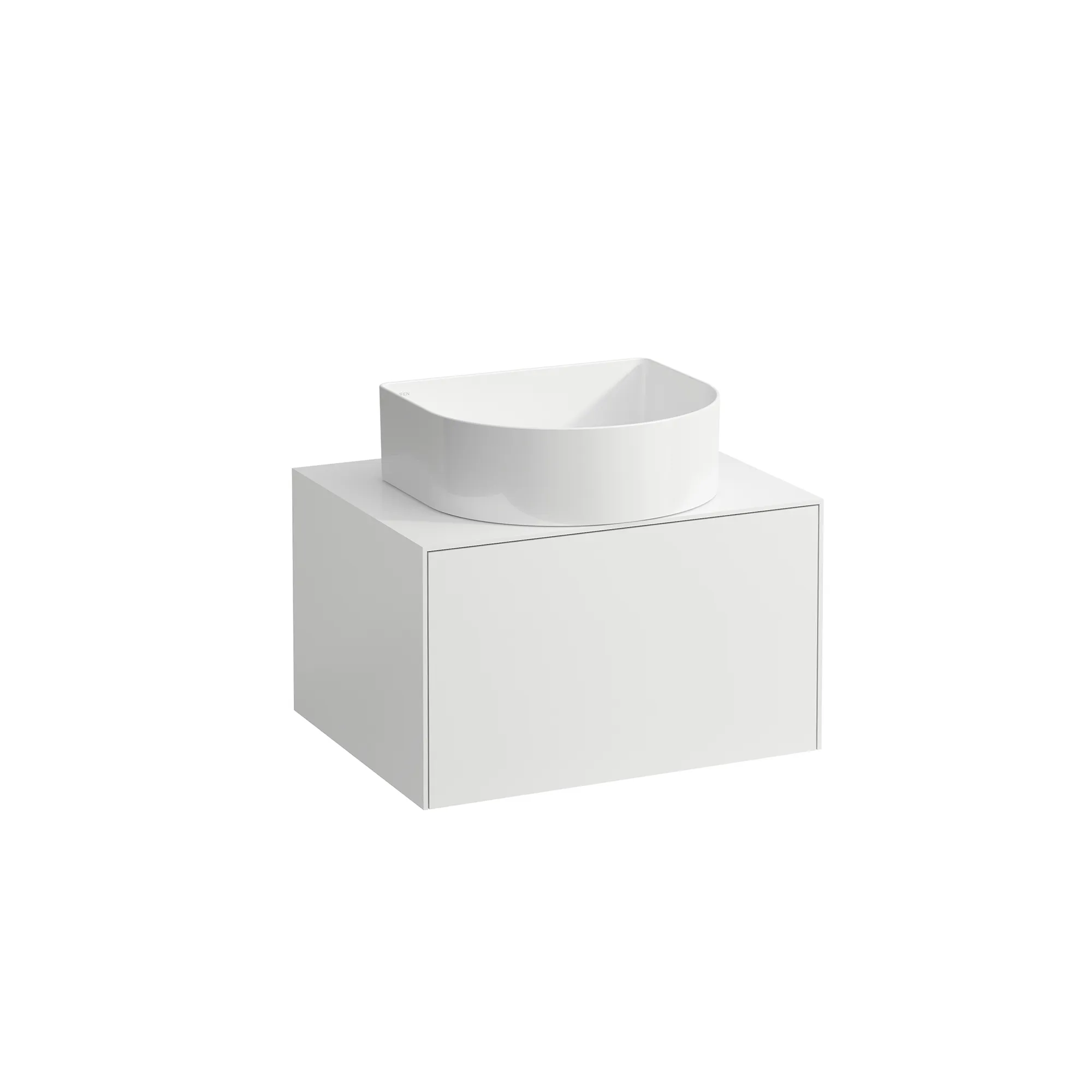Laufen Waschtischunterbau „SONAR“ 577 × 341 × 457 mm Weiß matt, ohne Hahnlochbohrung, mittig Laufen Waschtischunterbau „SONAR“ 577 × 341 × 457 mm Weiß matt, ohne Hahnlochbohrung, mittig