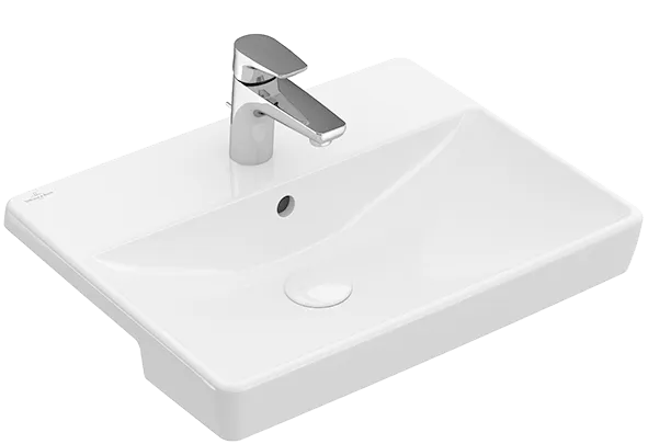 Villeroy & Boch Vorbauwaschbecken „Avento“ 550 × 440 × 145 mm, mit Hahnlochbohrung, Hahnlochposition mittig in Weiß Alpin Villeroy & Boch Vorbauwaschbecken „Avento“ 550 × 440 × 145 mm, mit Hahnlochbohrung, Hahnlochposition mittig in Weiß Alpin
