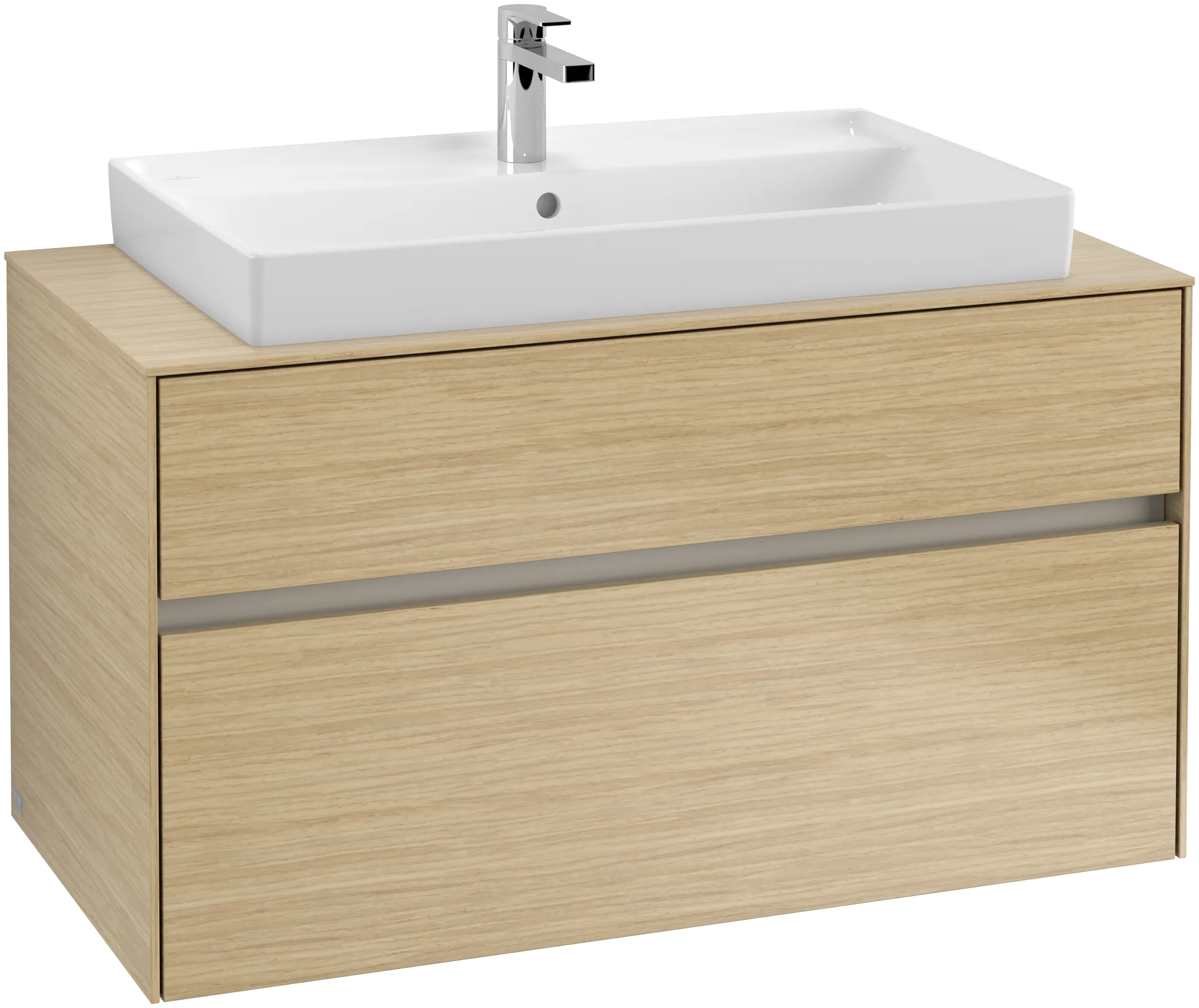 Villeroy & Boch Waschtischunterschrank „Collaro“ 1000 × 548 × 500 mm Nordic Oak, mit Beleuchtung, für Becken mittig
